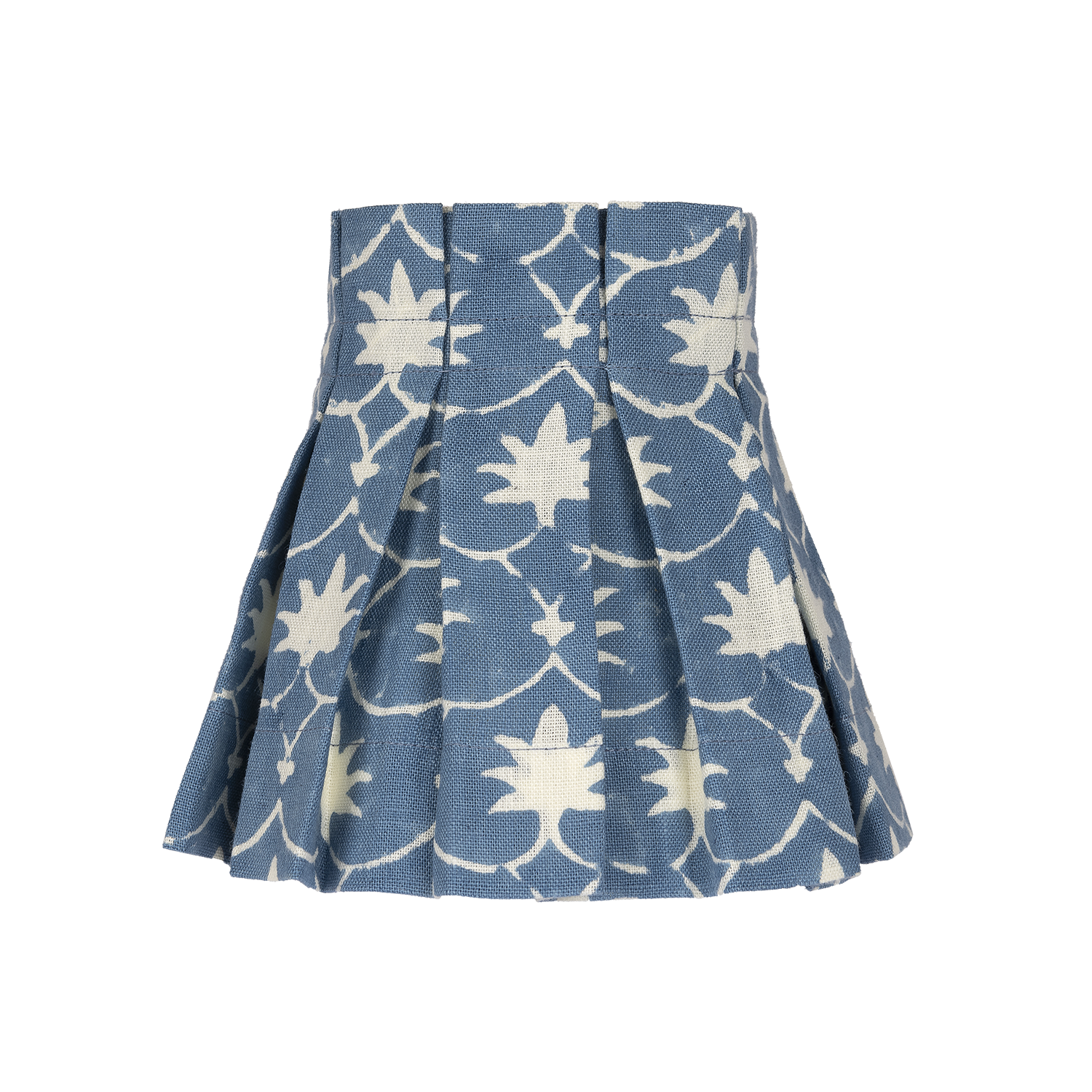 6 inch Denim Inverse Palm Grove Linen Structured Box Pleat Lampshade