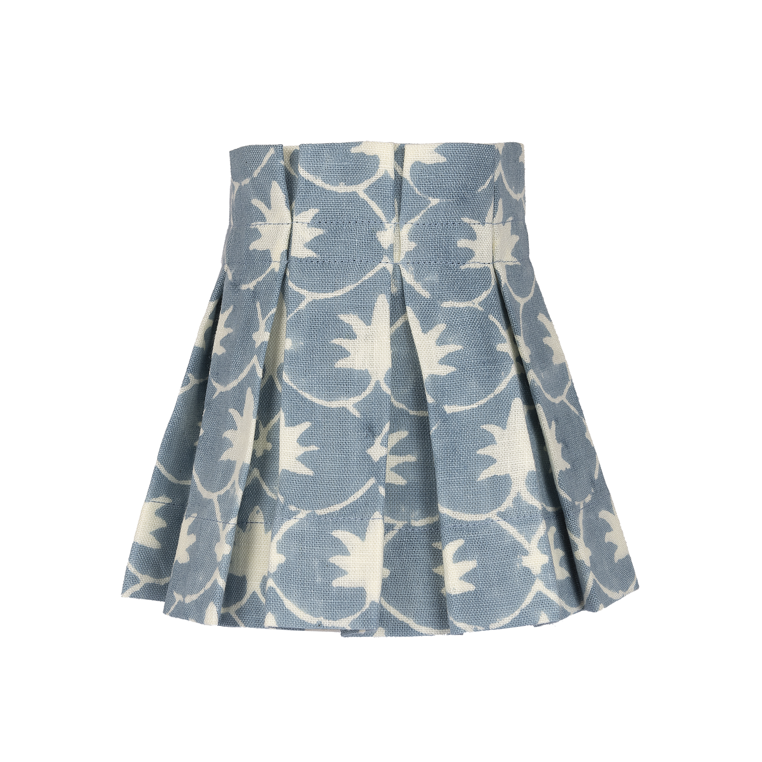 6 inch French Blue Inverse Palm Grove Linen Structured Box Pleat Lampshade