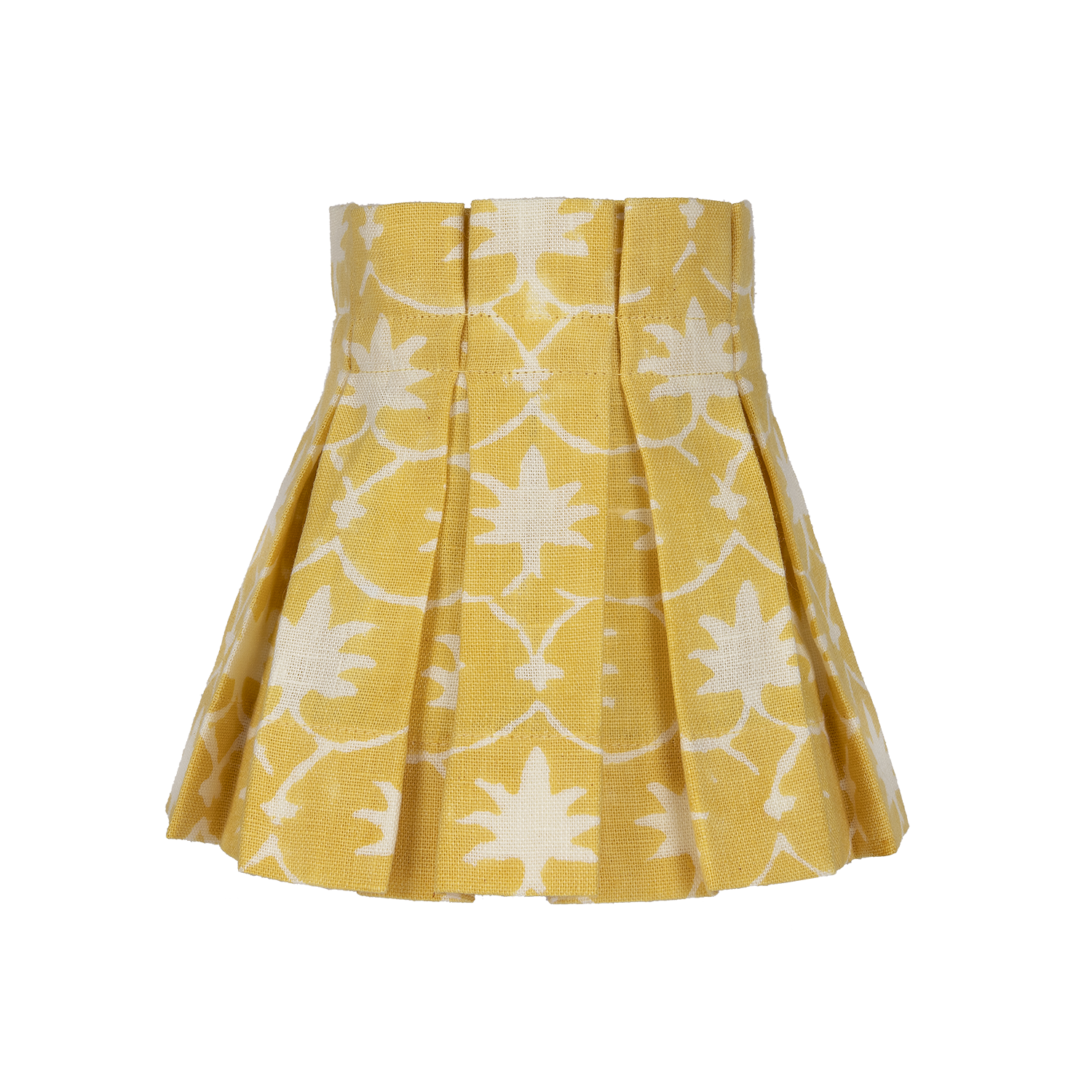 6 inch Mustard Inverse Palm Grove Linen Structured Box Pleat Lampshade