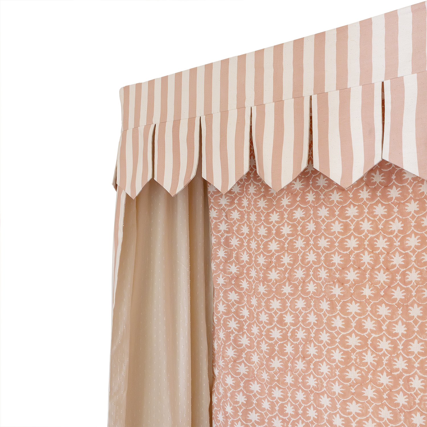 Bed Canopy - Single - Rhubarb Stripe/Palm Grove