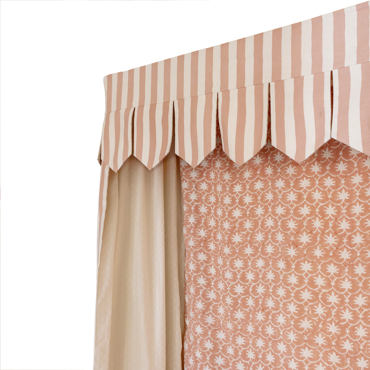 Bed Canopy - Single - Rhubarb Stripe/Palm Grove