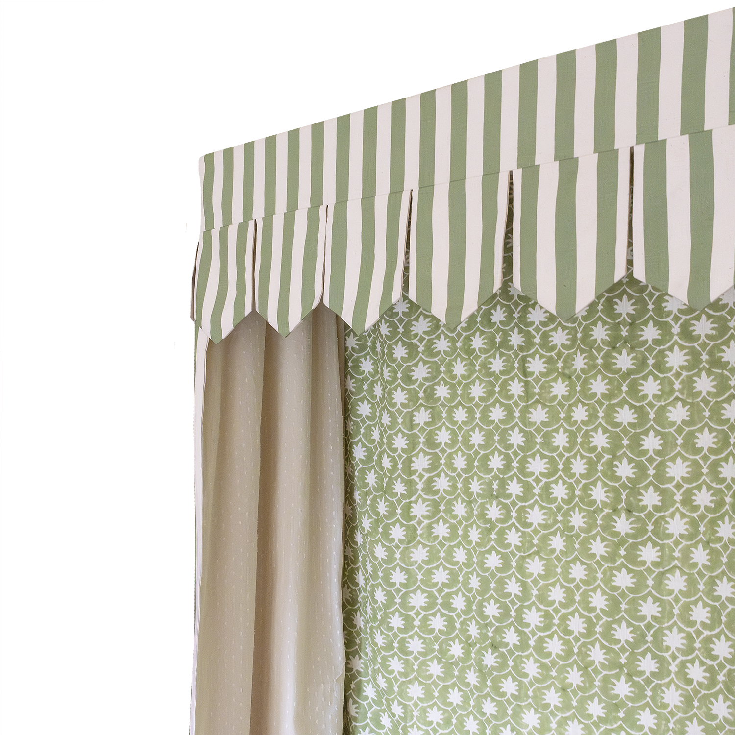 Bed Canopy - Single - Olive Stripe/Palm Grove