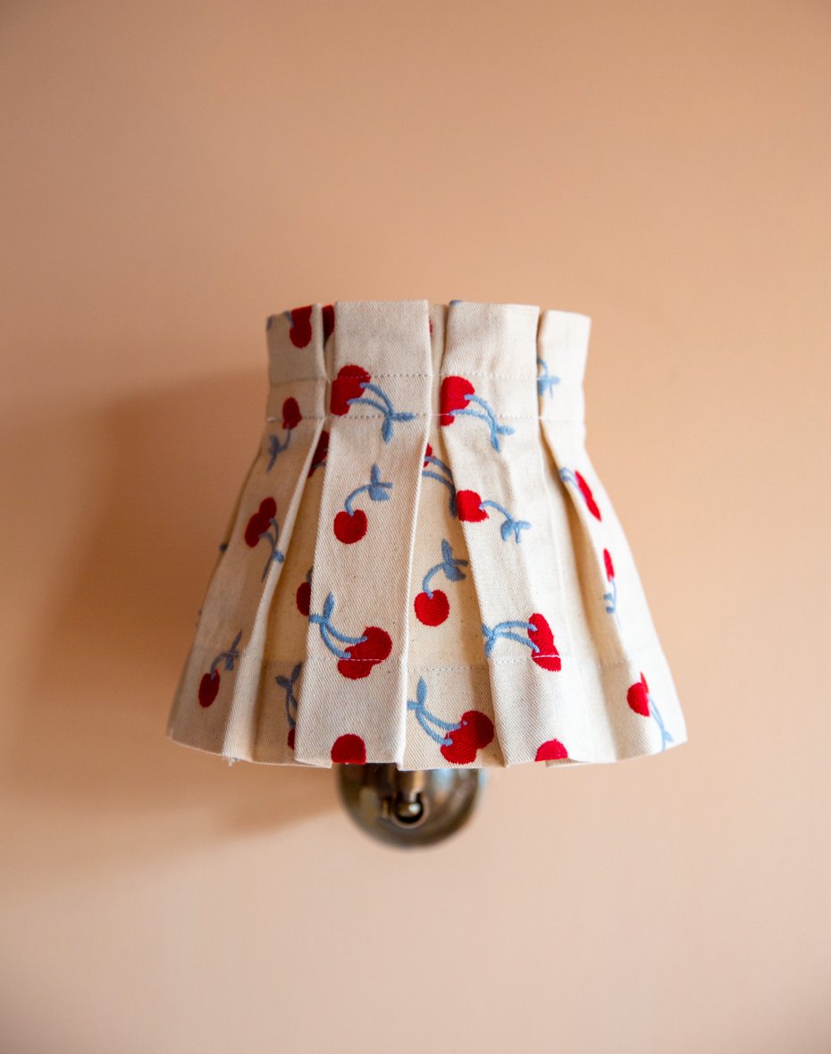 6" Embroidered Blue Cherry Candle Clip Lampshade - Alice Palmer & Co