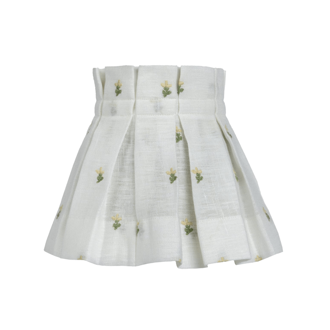 6" Embroidered Margarita Linen Structured Box Pleat Lampshade - Alice Palmer & Co