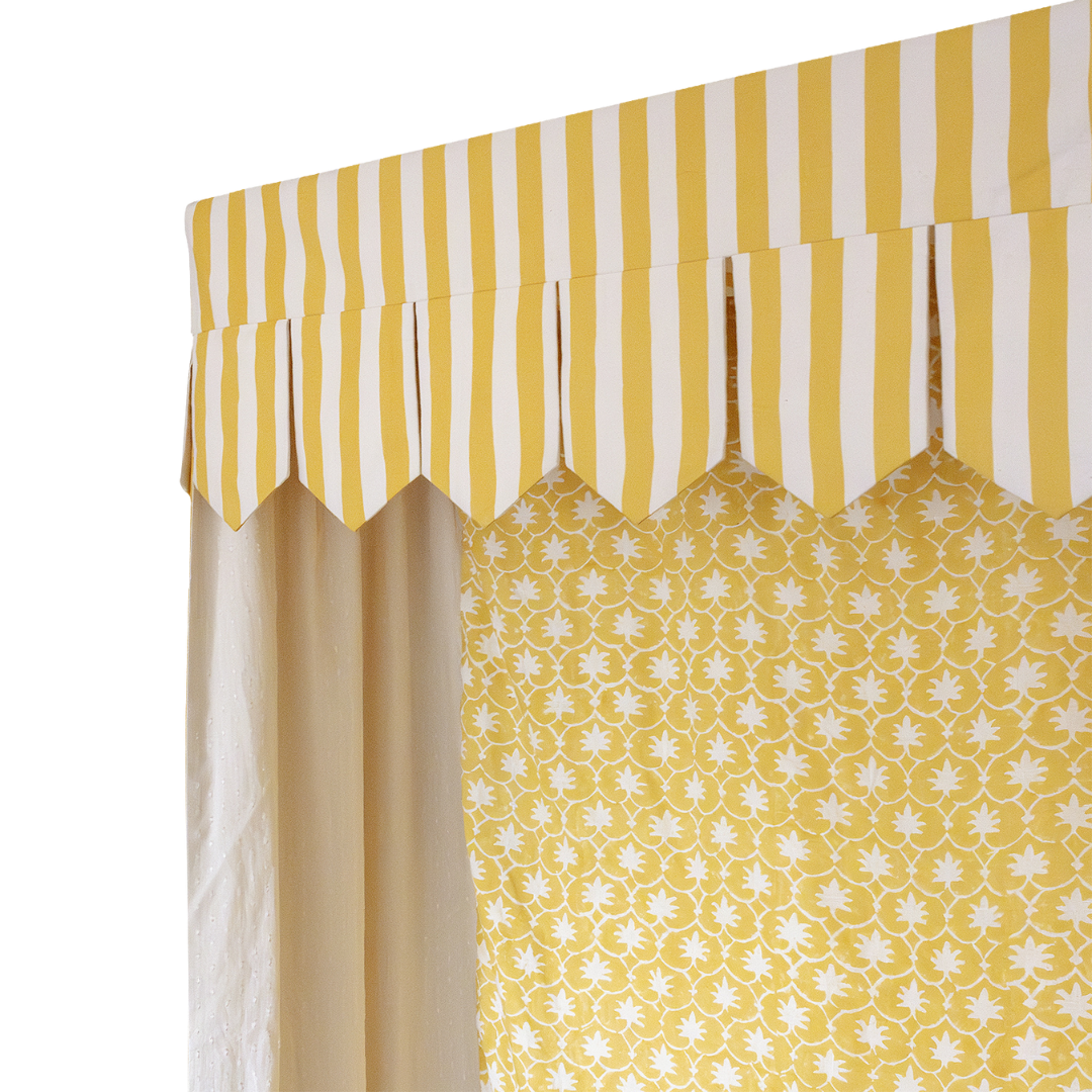 Bed Canopy - Single - Mustard Stripe/Palm Grove