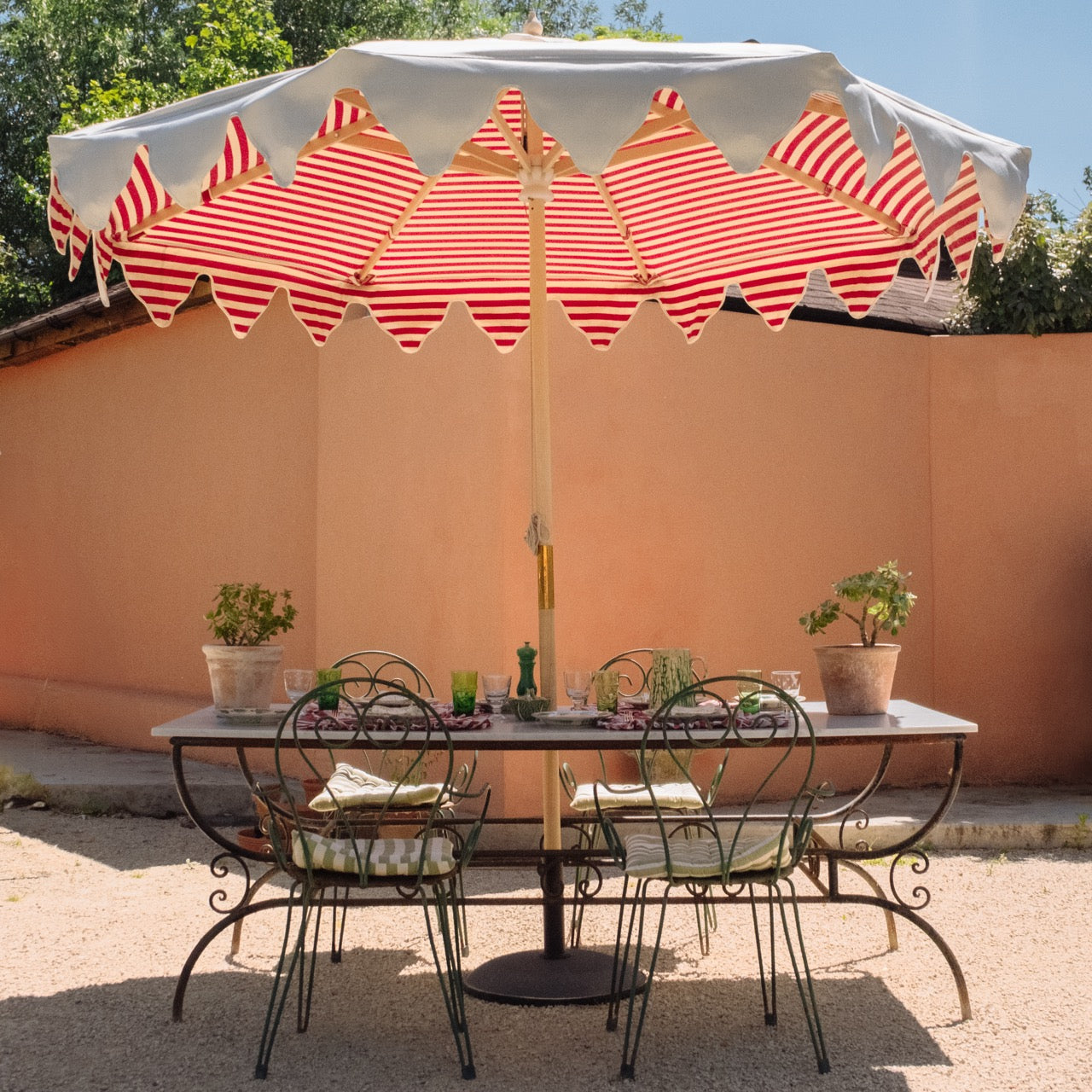 Tangier Red Stripe Parasol
