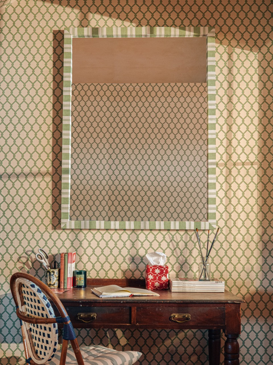 Raj Grasshopper Stripe Fabric Mirror