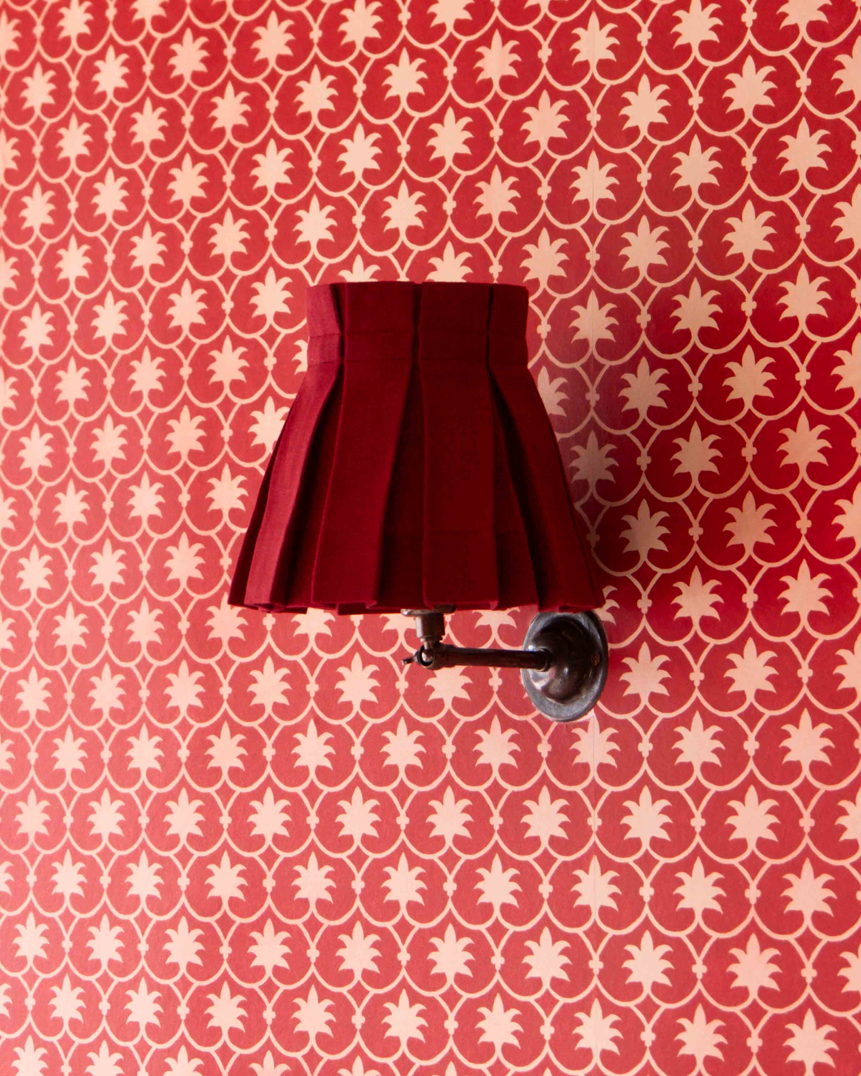 6 inch Carmine Red Linen Structured Box Pleat Lampshade