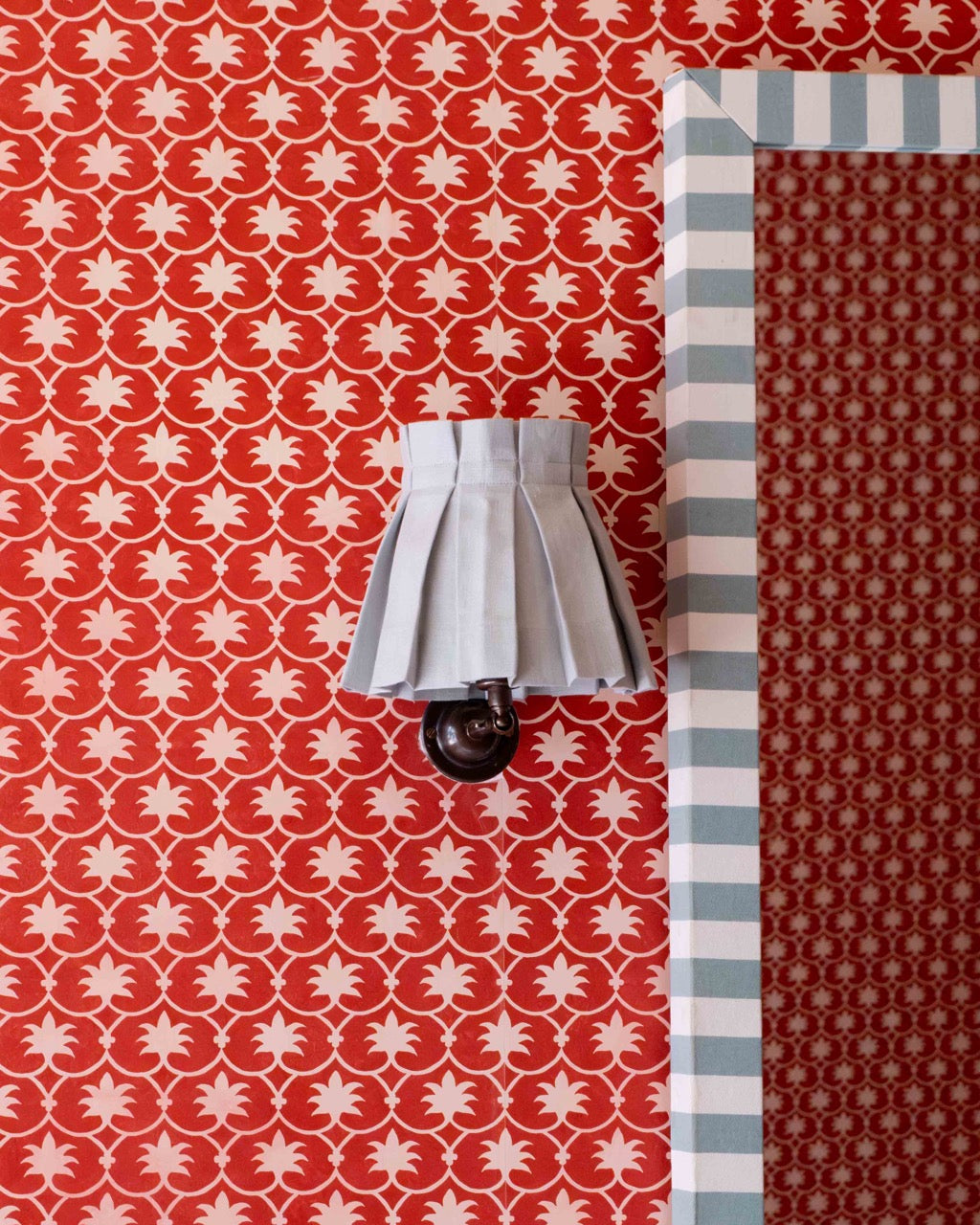 6 inch Pale Blue Linen Structured Box Pleat Lampshade