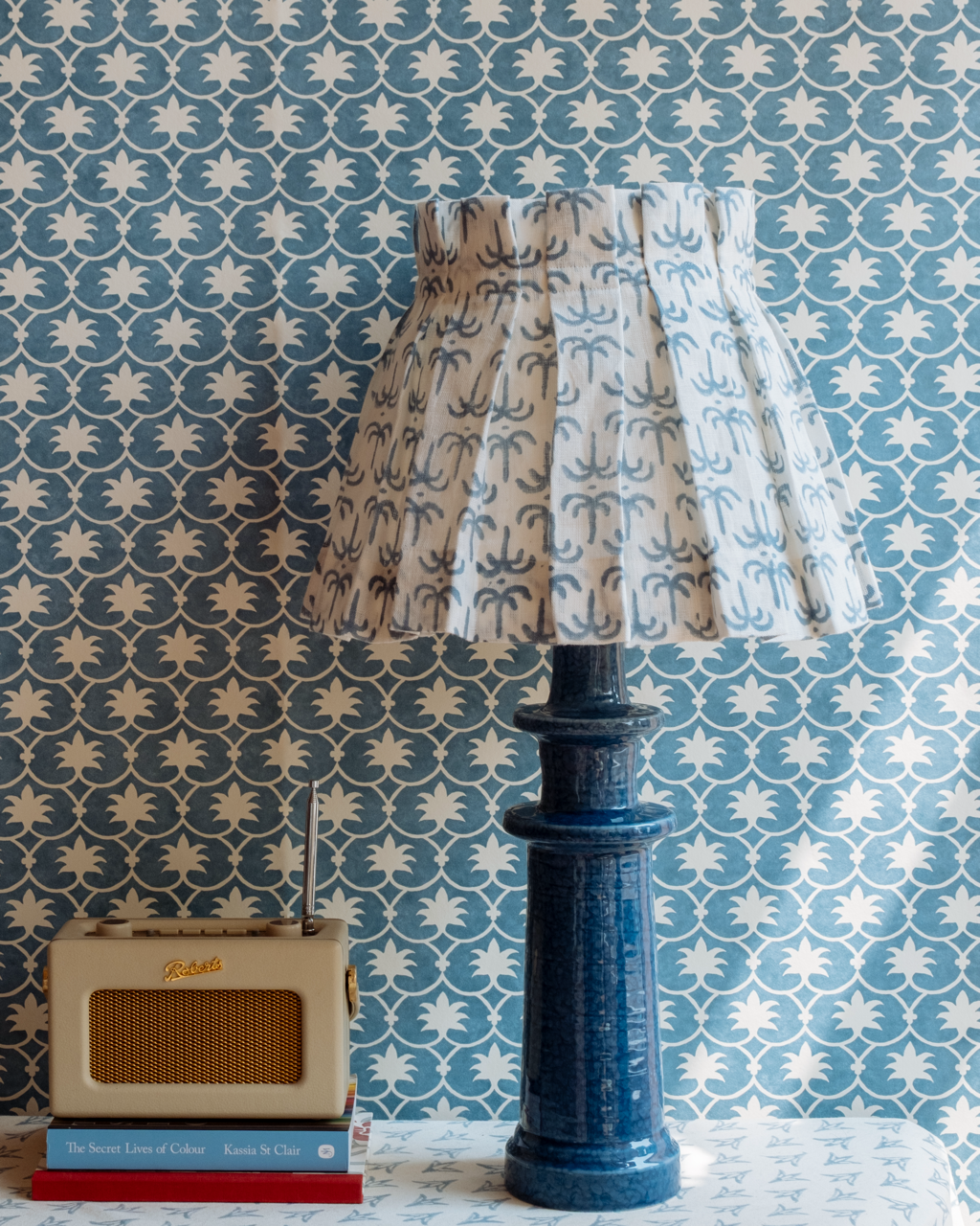 Egyptian Blue Candlestick Lamp Base