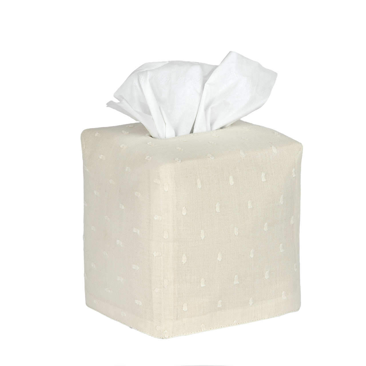 Square Embroidered Swiss Dot Tissue Box Cover