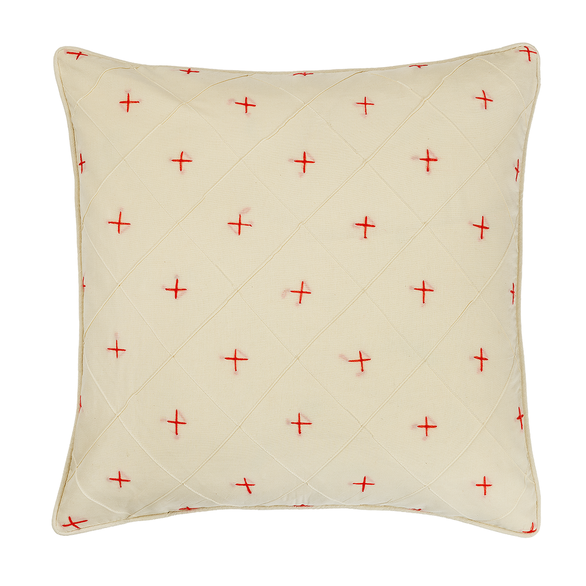 Embroidered Red Cross Piped Cushion