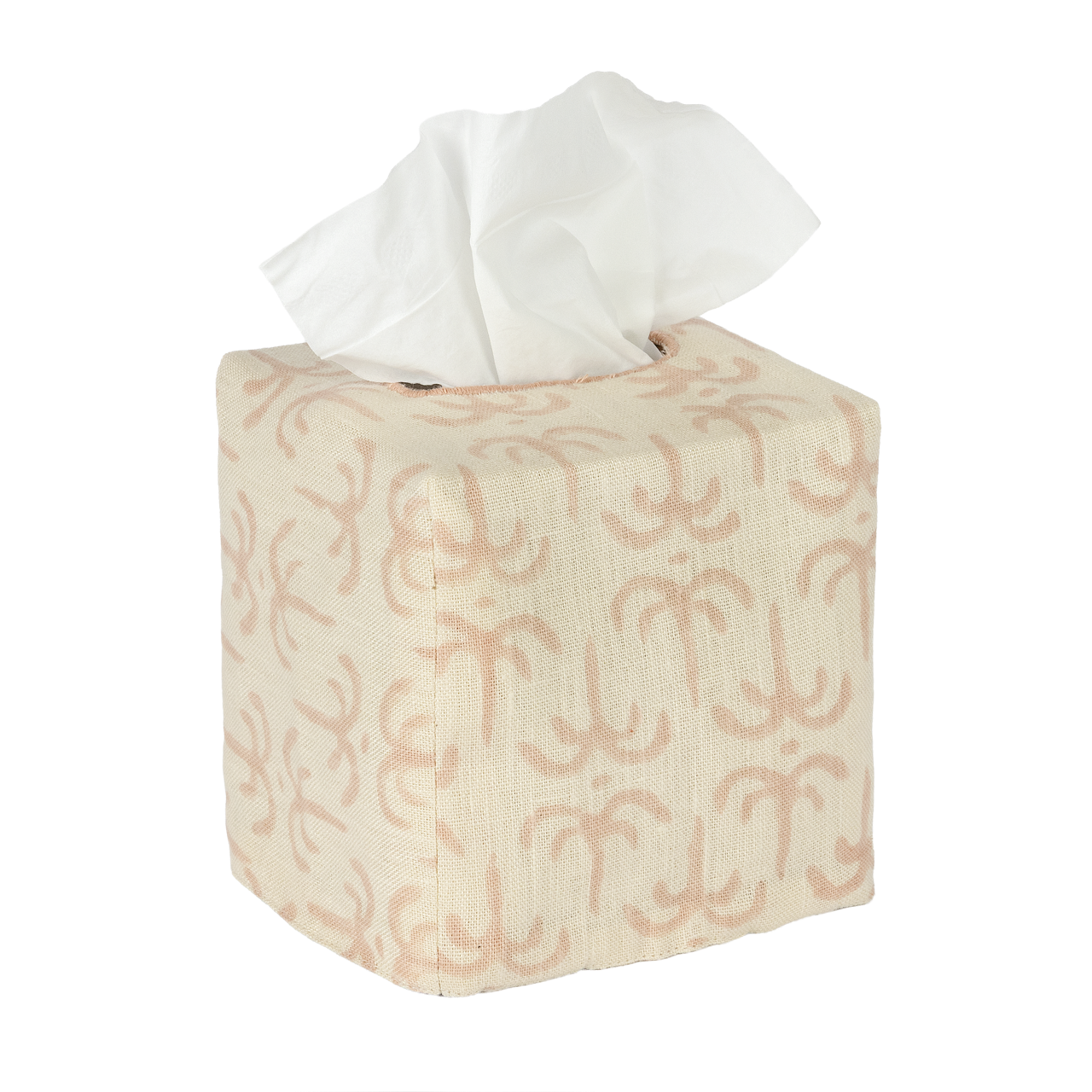 Square Linen Block Print Tissue Box Cover