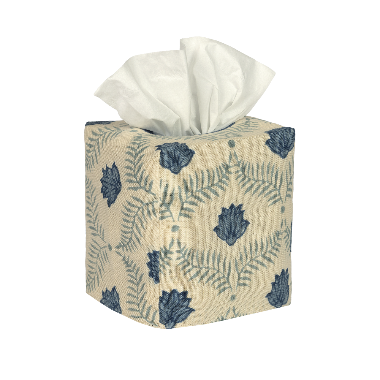 Square Lotus Linen Tissue Box Cover