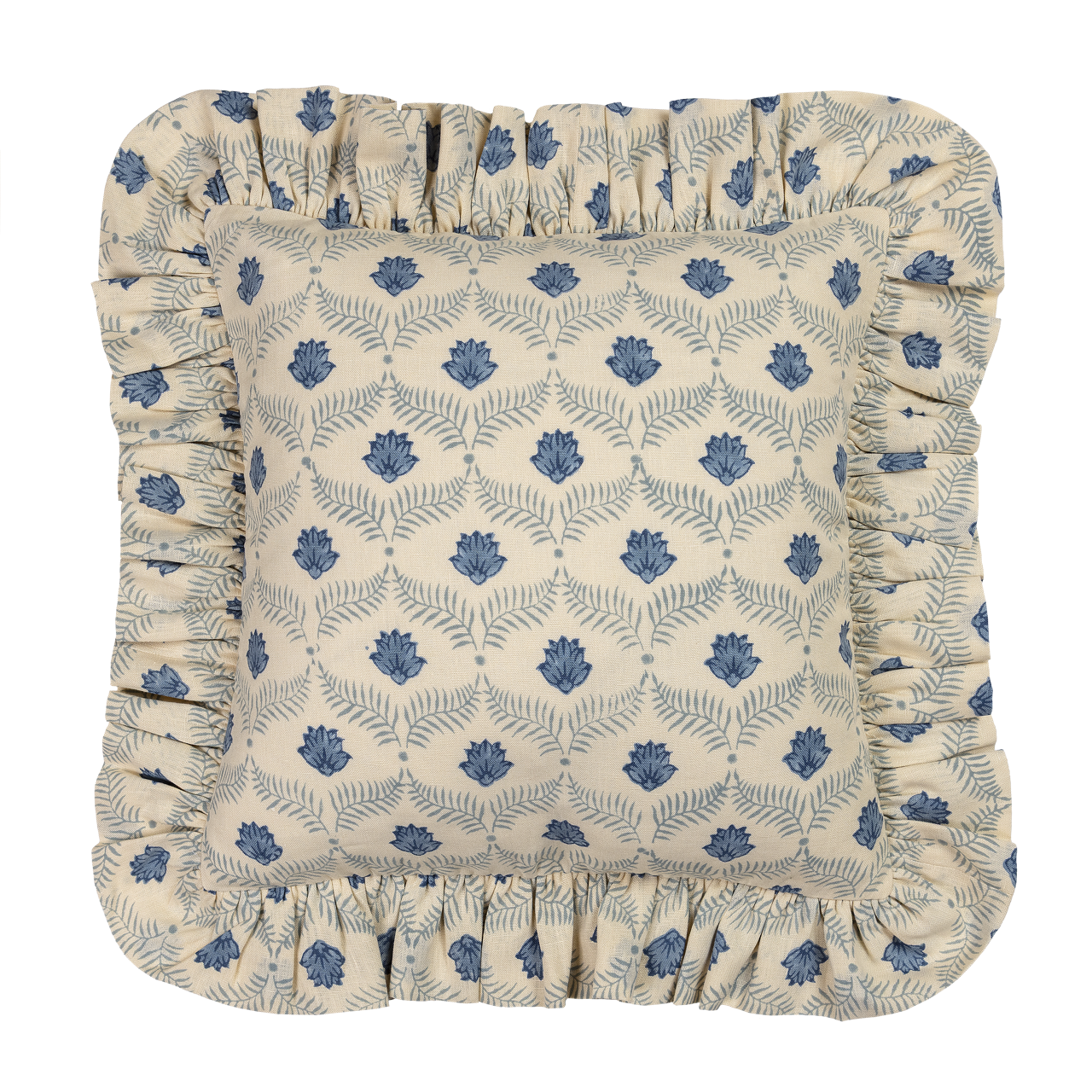 Lotus Provençal Linen Frilly Cushion
