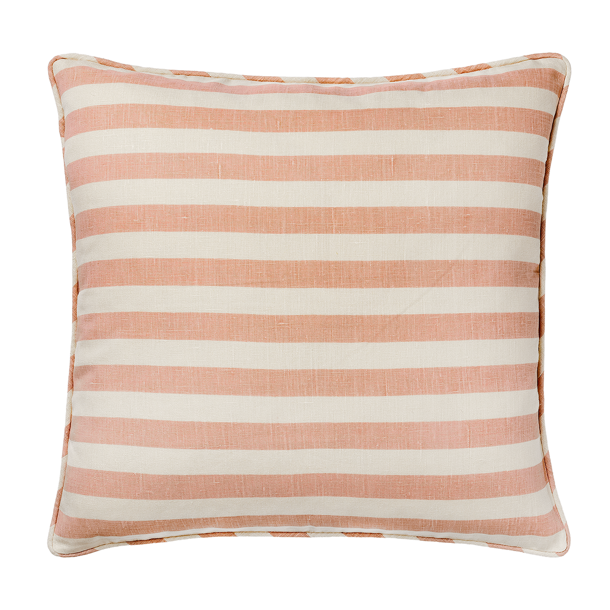 Tangier Rhubarb Stripe Linen Piped Cushion