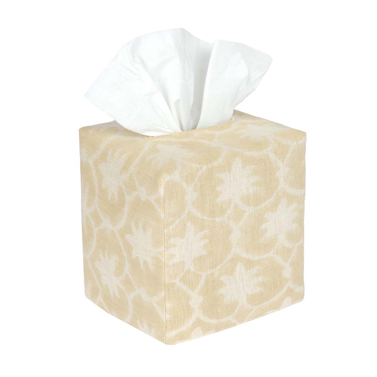 Square Palm Grove Linen Tissue Box Cover - Oat Inverse