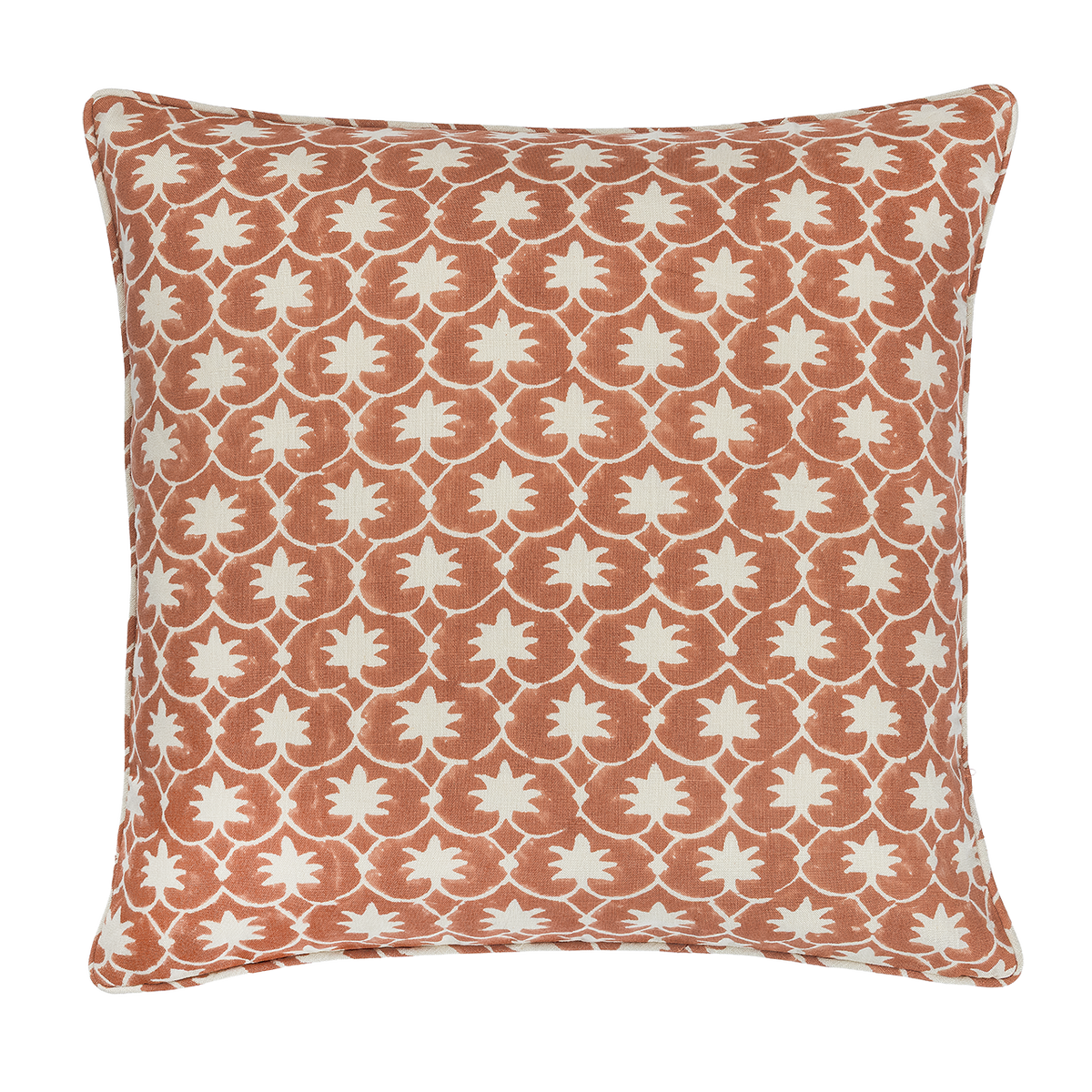 Terracotta Inverse Palm Grove Piped Cushion