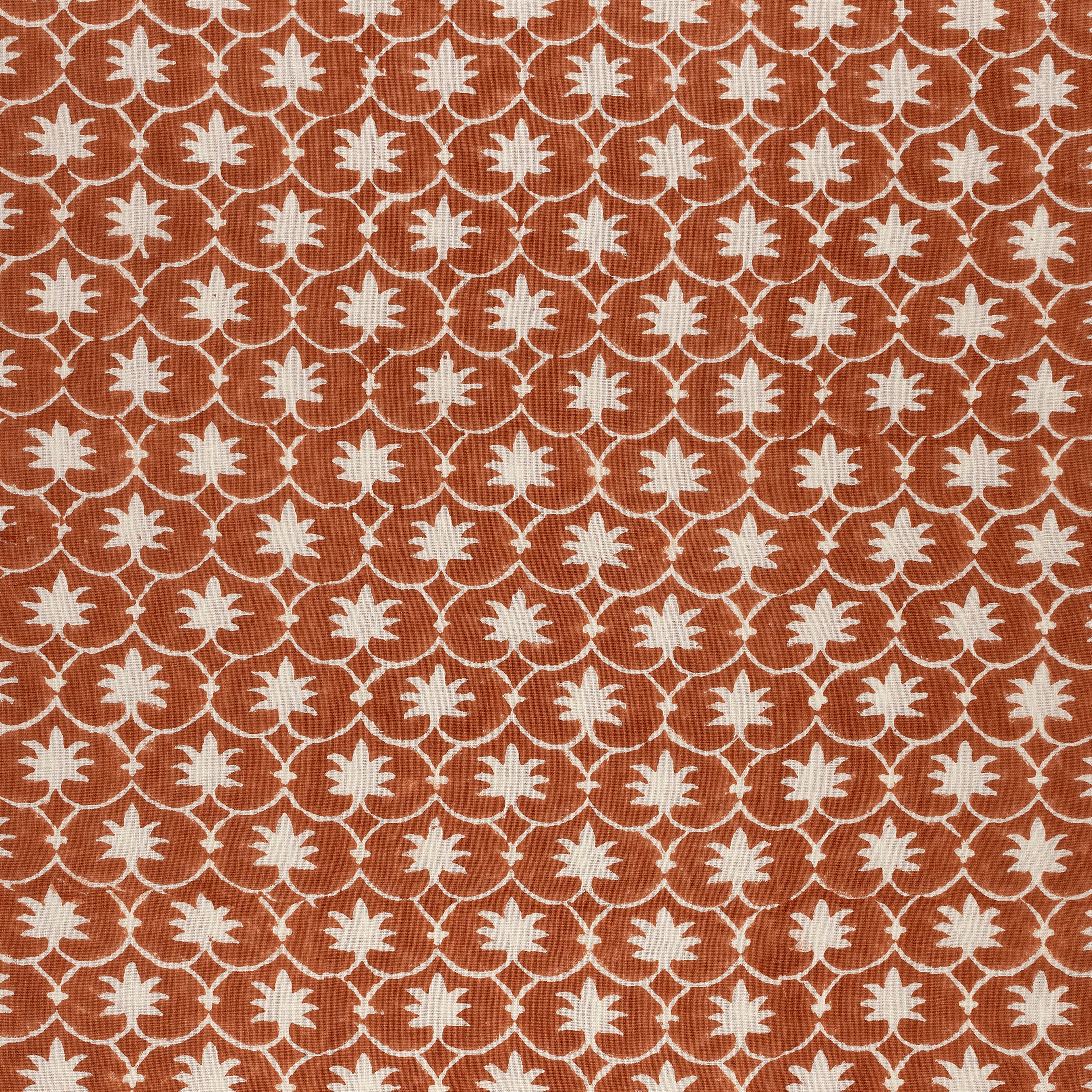 Terracotta Inverse Palm Grove Linen Fabric