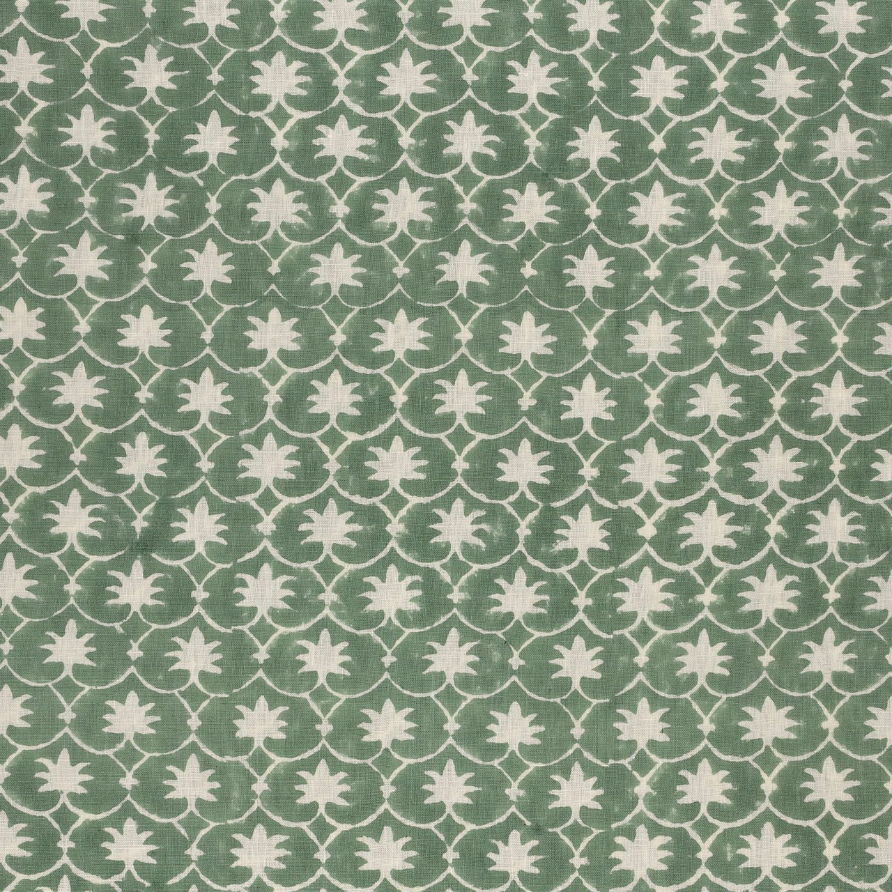 Jade Inverse Palm Grove Ruffled Bed Valance