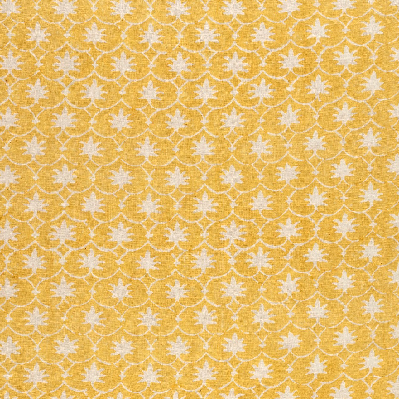 Mustard Inverse Palm Grove Ruffled Bed Valance