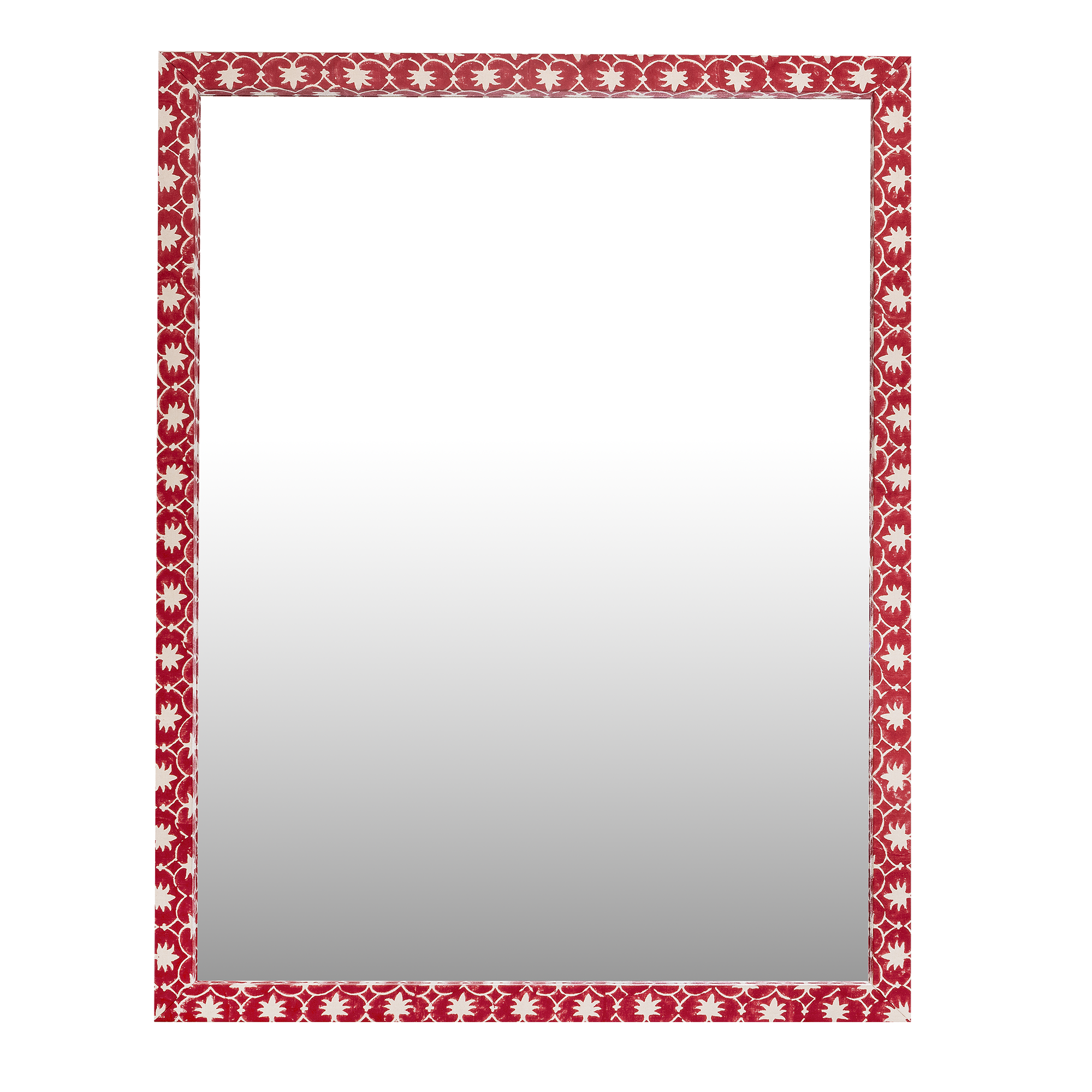 Red Palm Grove Inverse Fabric Mirror
