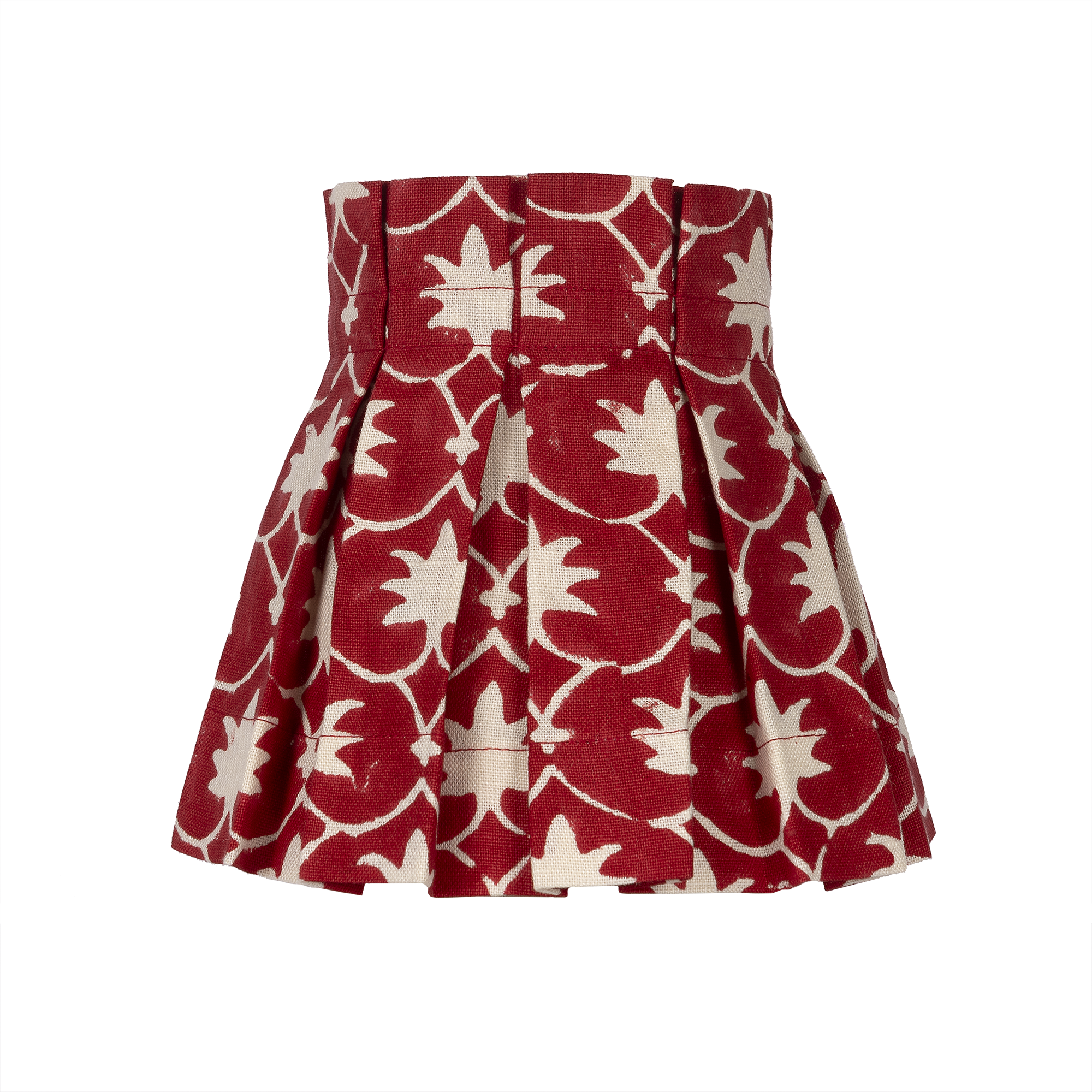 6 inch Red Inverse Palm Grove Linen Structured Box Pleat Lampshade