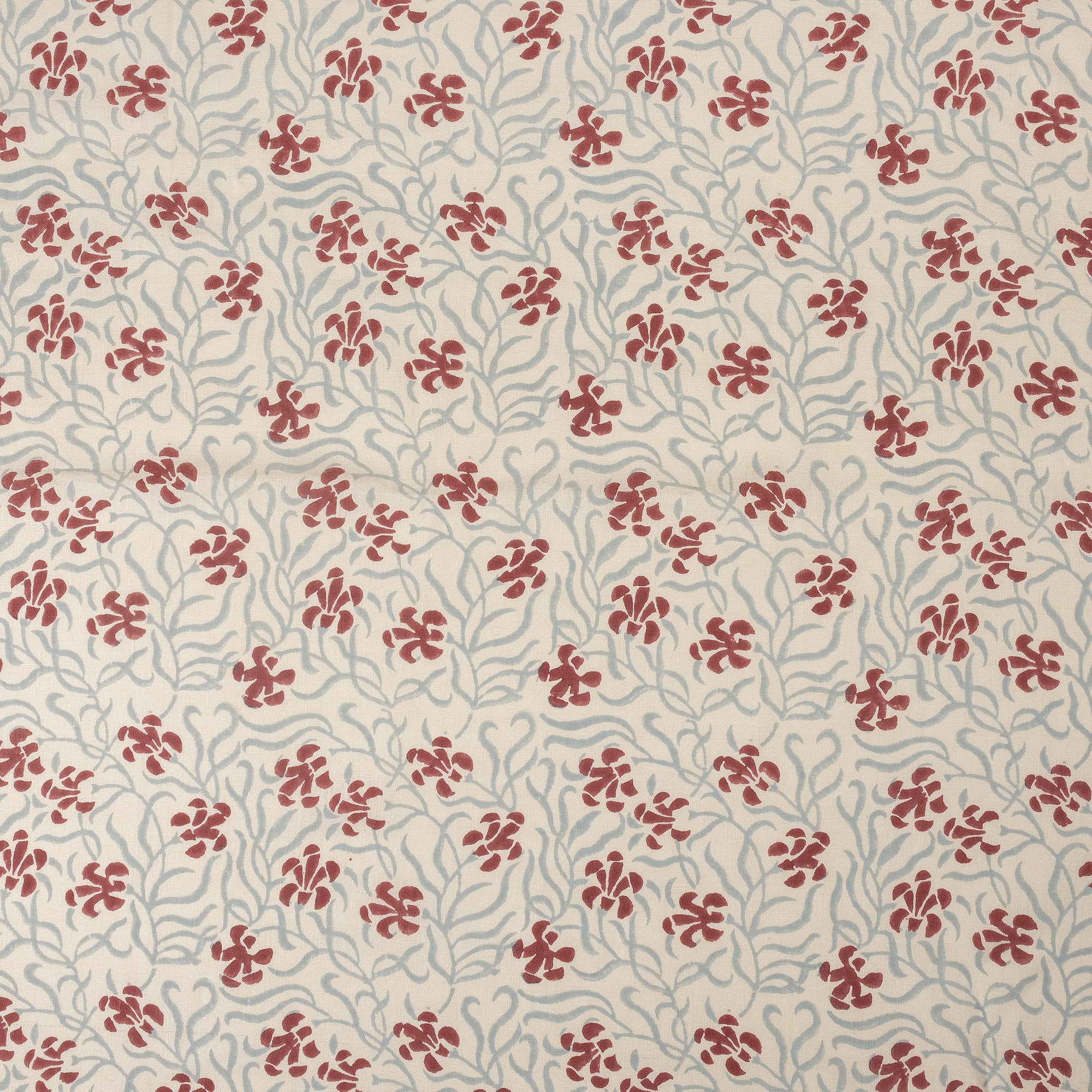 Okra Poppy Petrol Linen Fabric