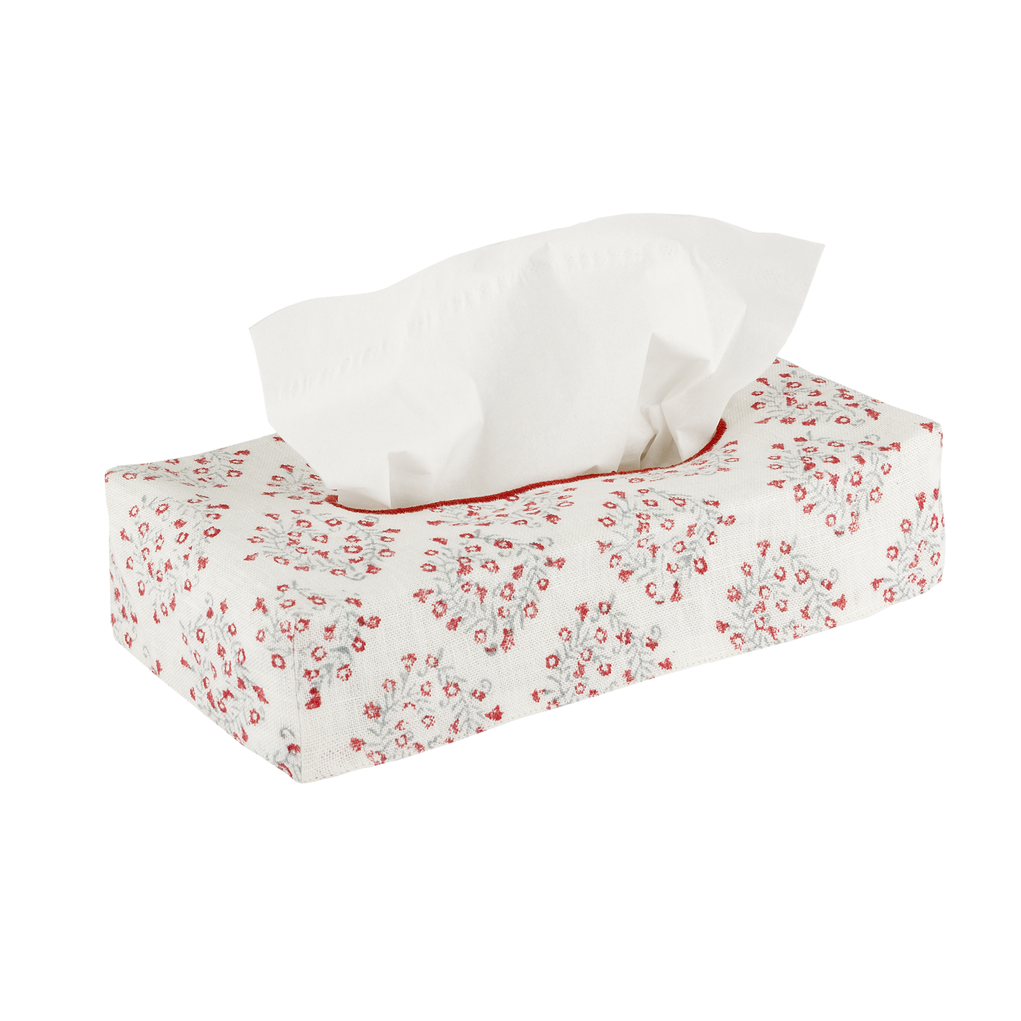 Skinny Linen Block Print Tissue Box Cover