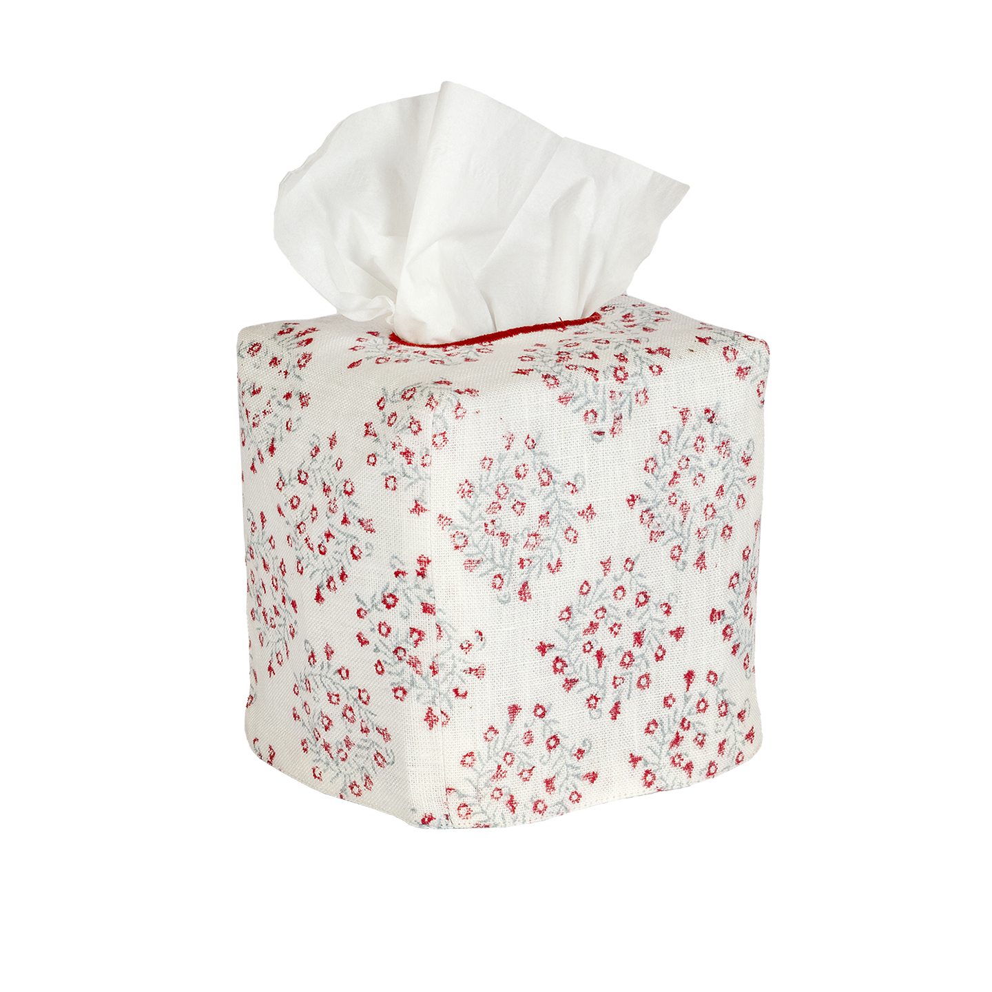 Square Linen Block Print Tissue Box Cover