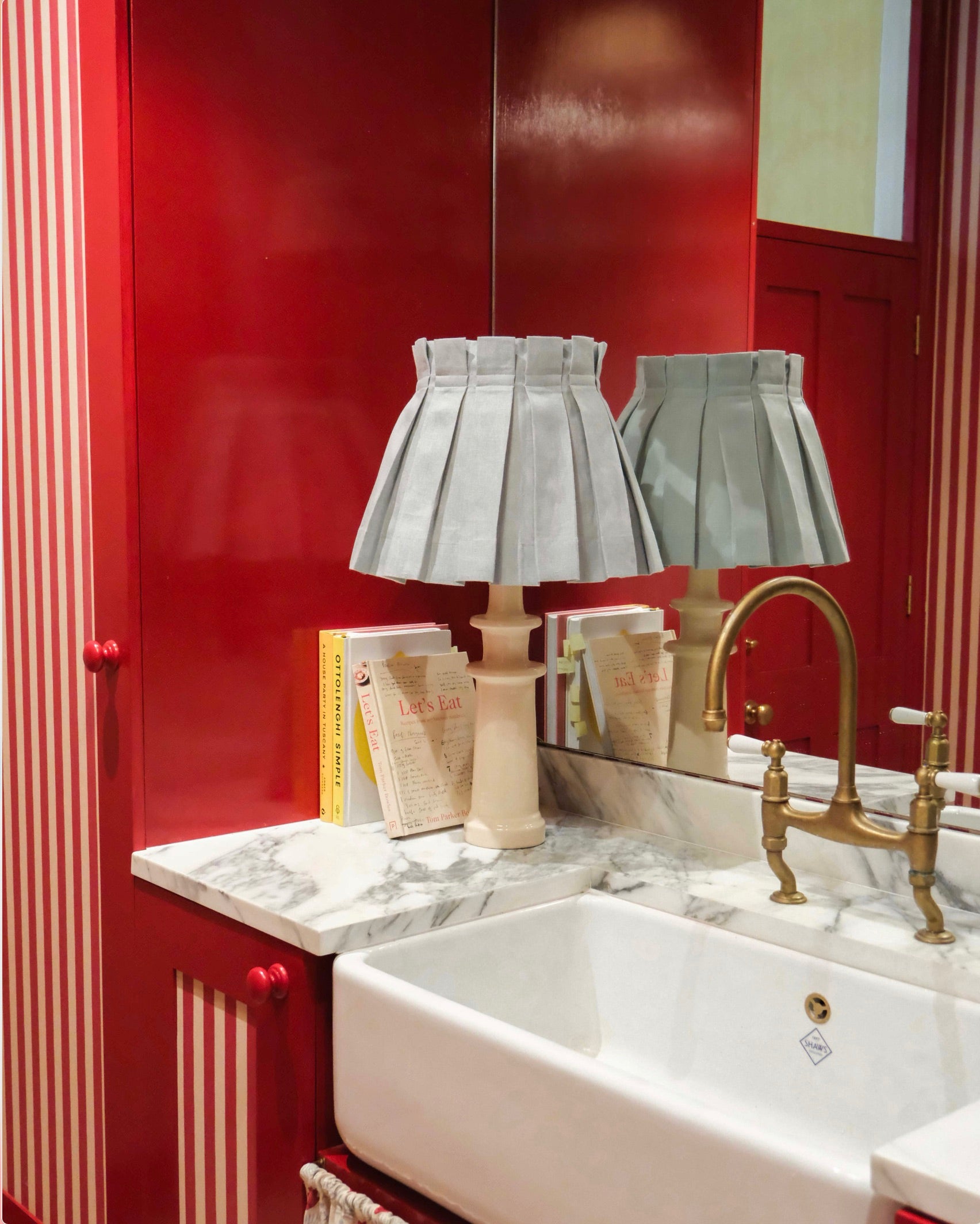 Pale Blue Linen Structured Box Pleat Lampshade