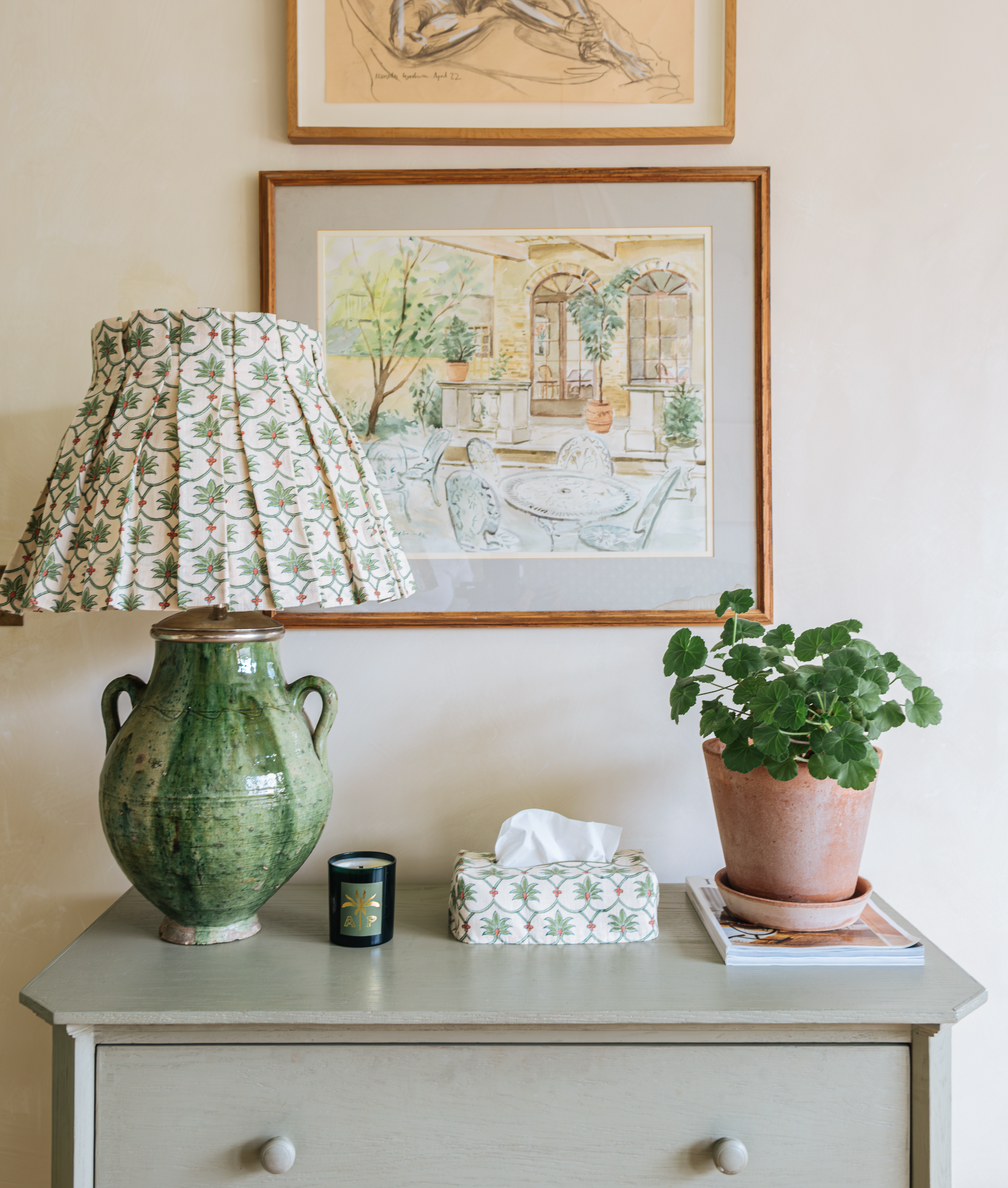 Grasshopper Palm Grove Linen Structured Box Pleat Lampshade