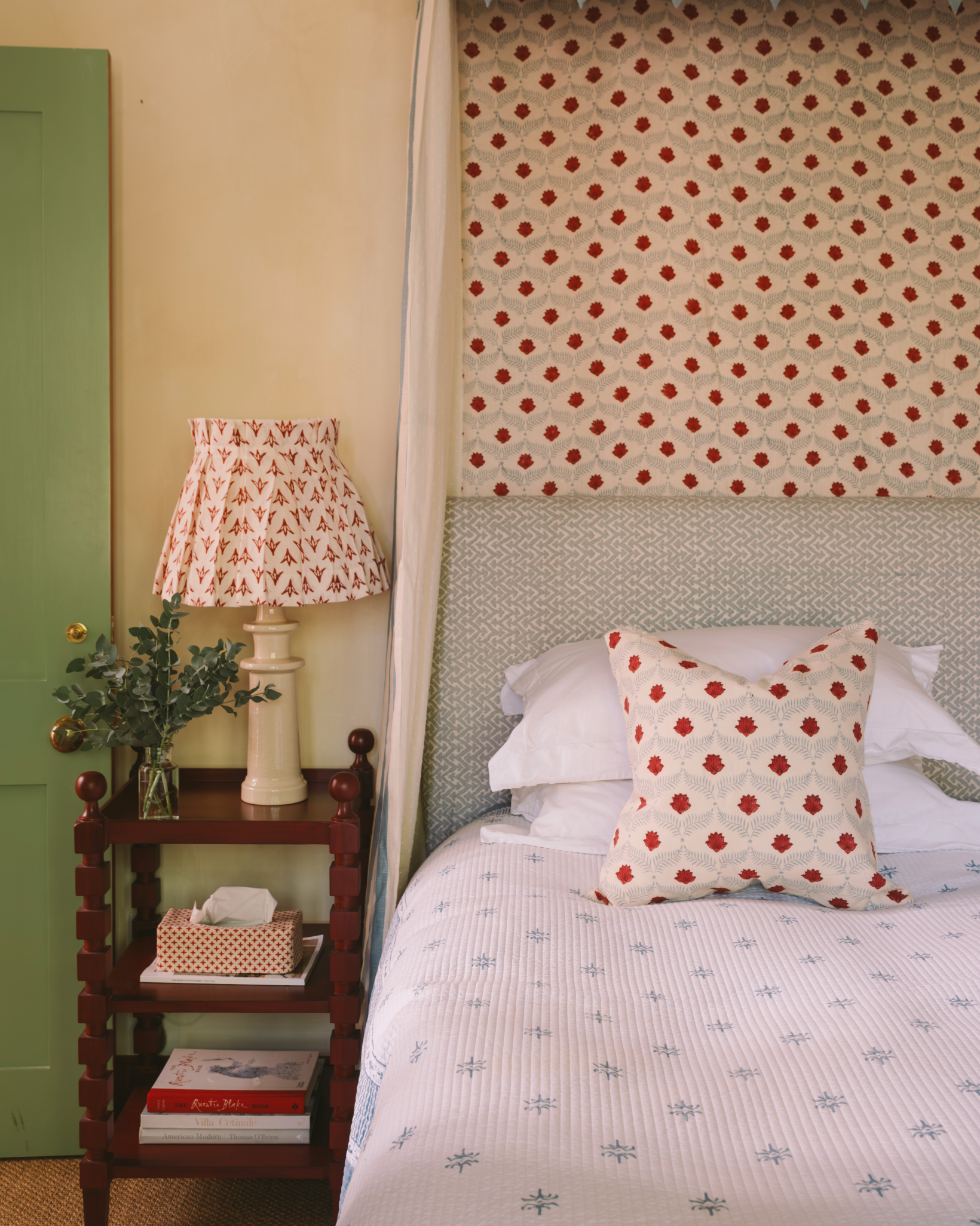 Lotus Linen Square Cushion - Poppy/Petrol