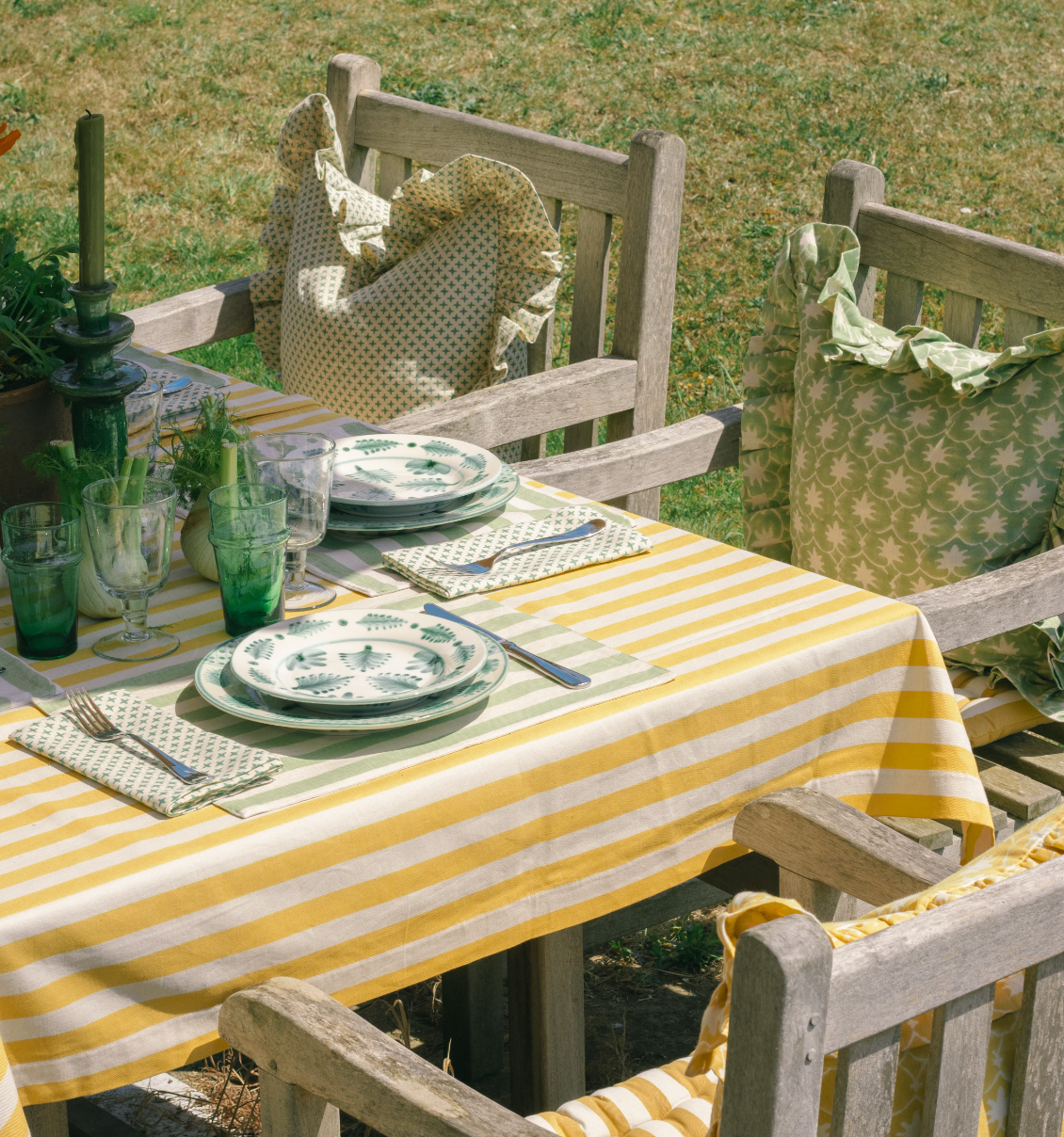 Tangier Mustard Stripe Classic Tablecloth
