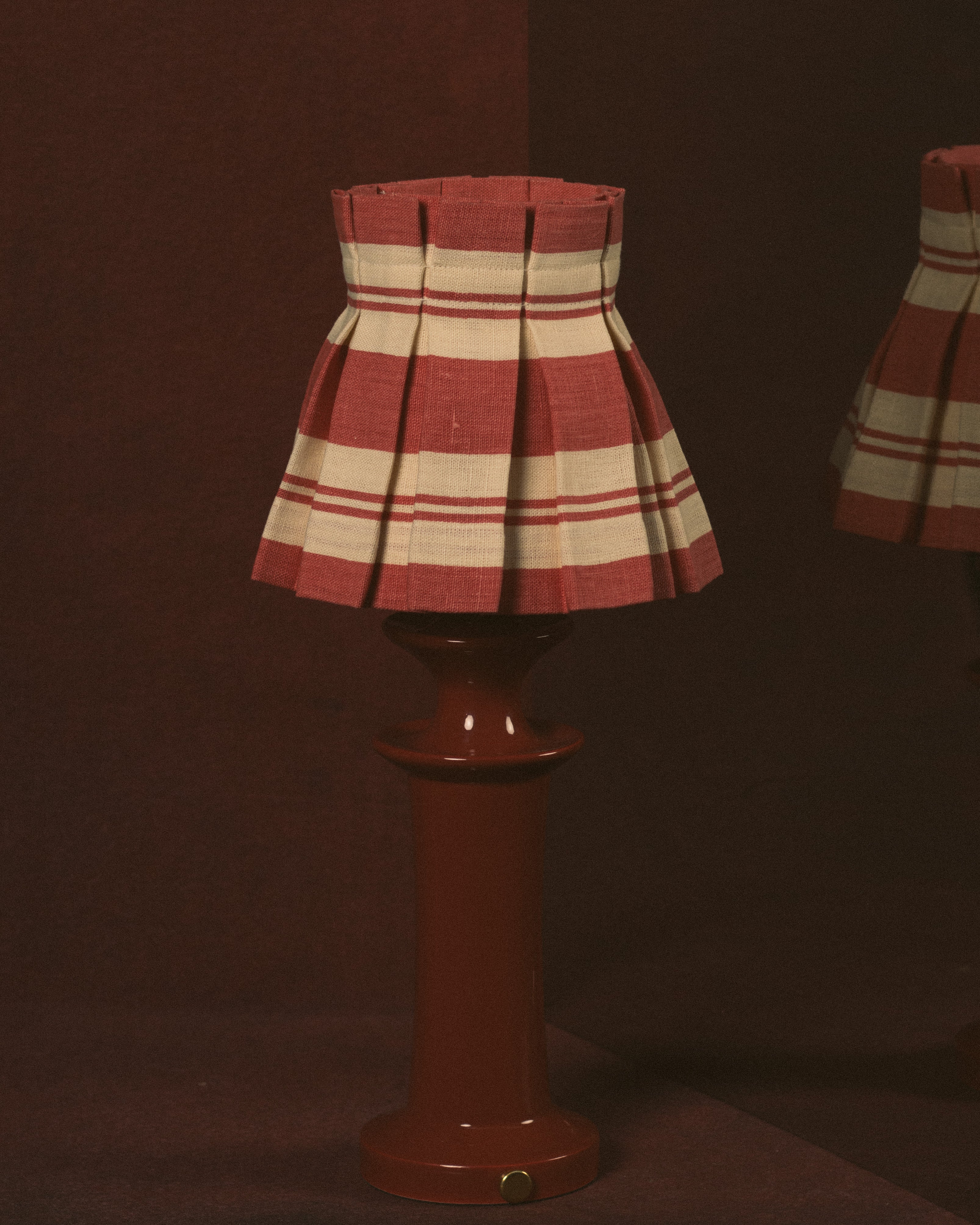 6 inch Raj Red Stripe Linen Structured Box Pleat Lampshade