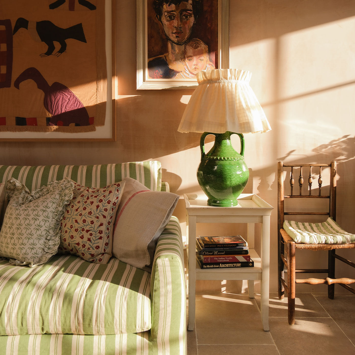 Raj Grasshopper Stripe Linen Fabric