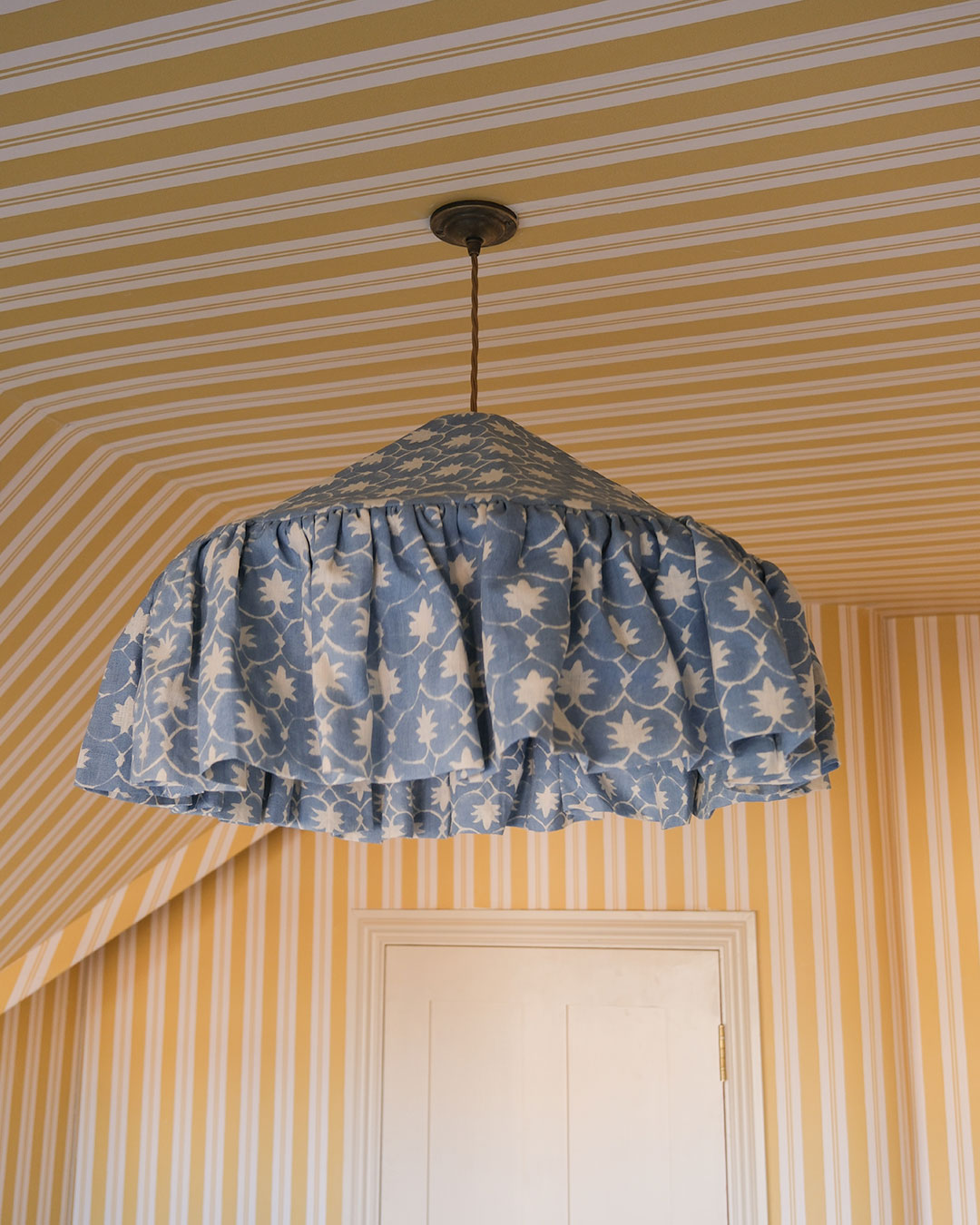 French Blue Palm Grove Inverse Linen Pantry Lampshade
