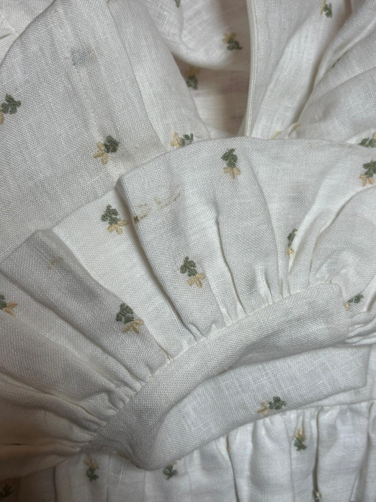 SAMPLE SALE - Embroidered Margarita Linen Frilly Cushion (cover only)