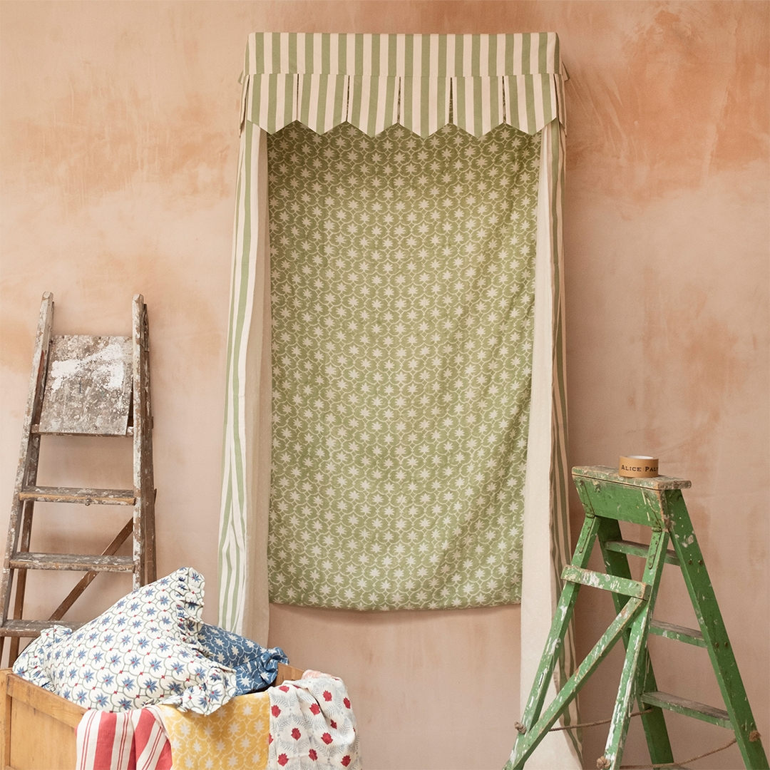 Bed Canopy - Single - Olive Stripe/Palm Grove