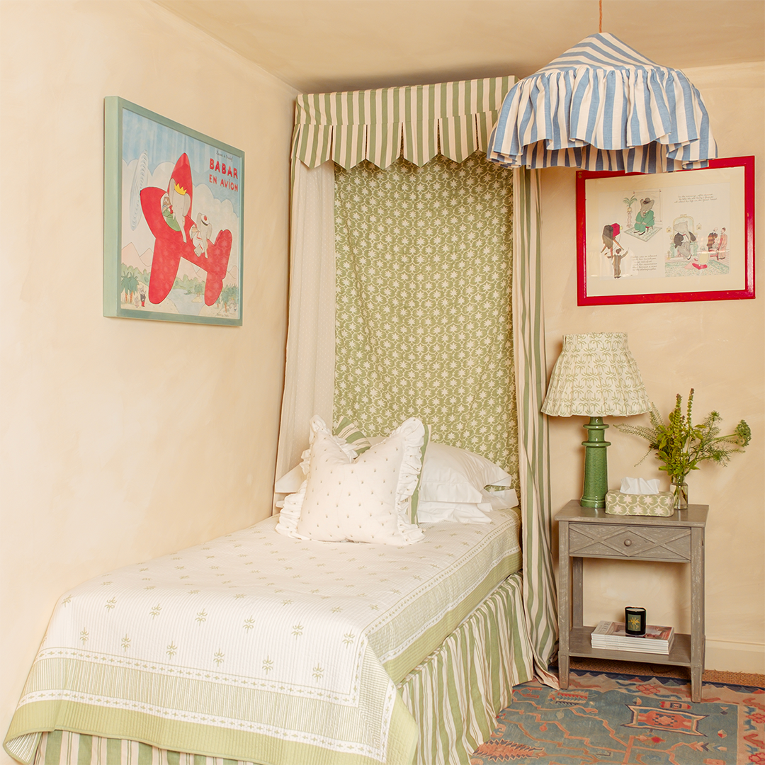 Bed Canopy - Single - Olive Stripe/Palm Grove