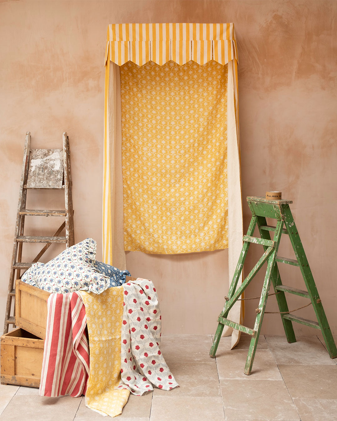 Bed Canopy - Single - Mustard Stripe/Palm Grove