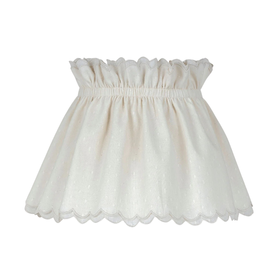 Cream Scallop Cotton Scrunchie Lampshade
