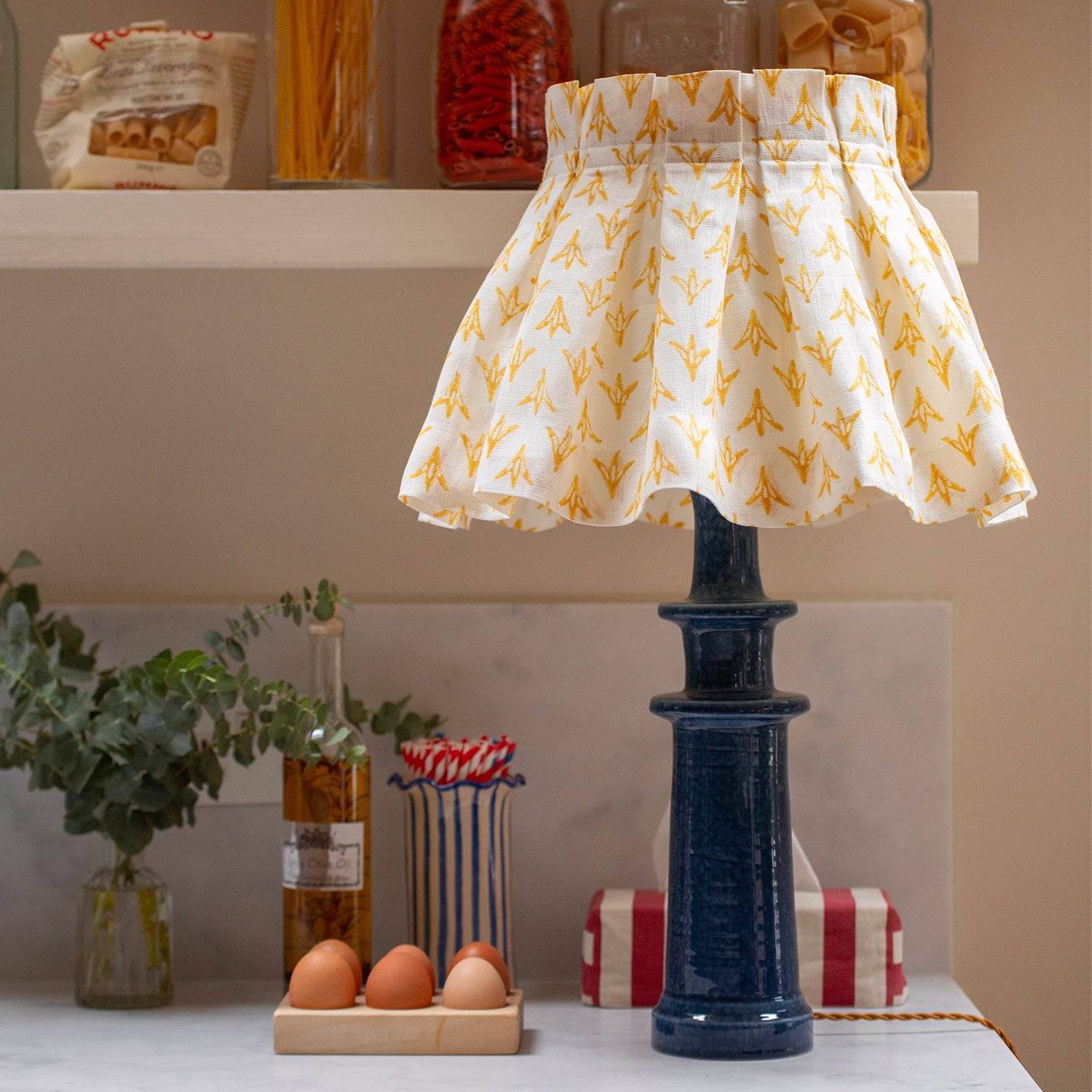 Daffodil Papaya Linen Loose Box Pleat Lampshade