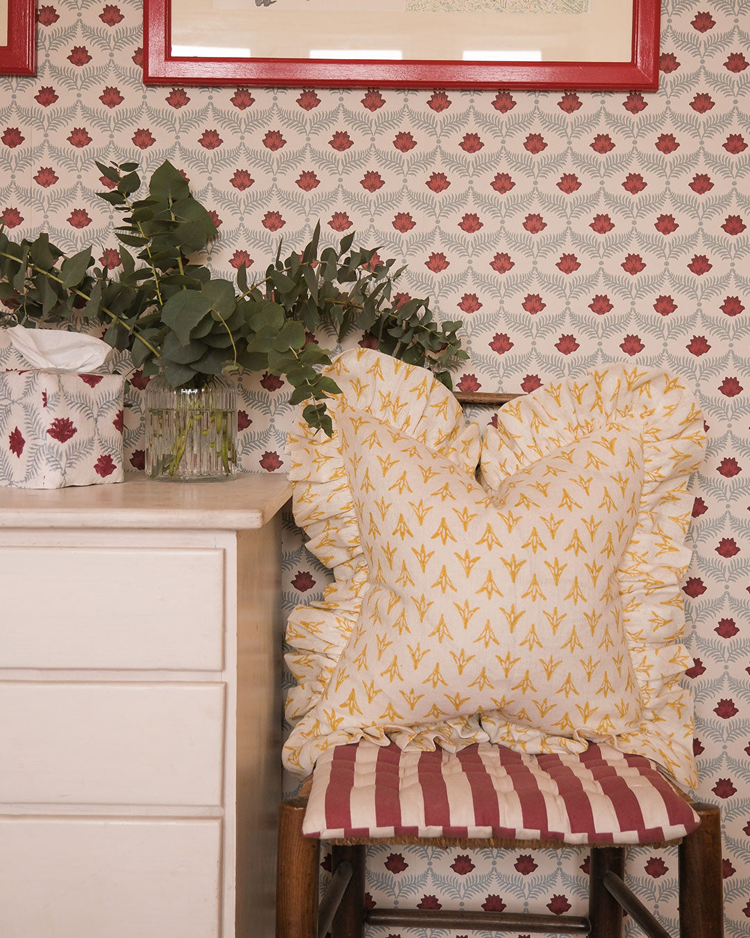 Daffodil Papaya Linen Fabric (Milk Base)