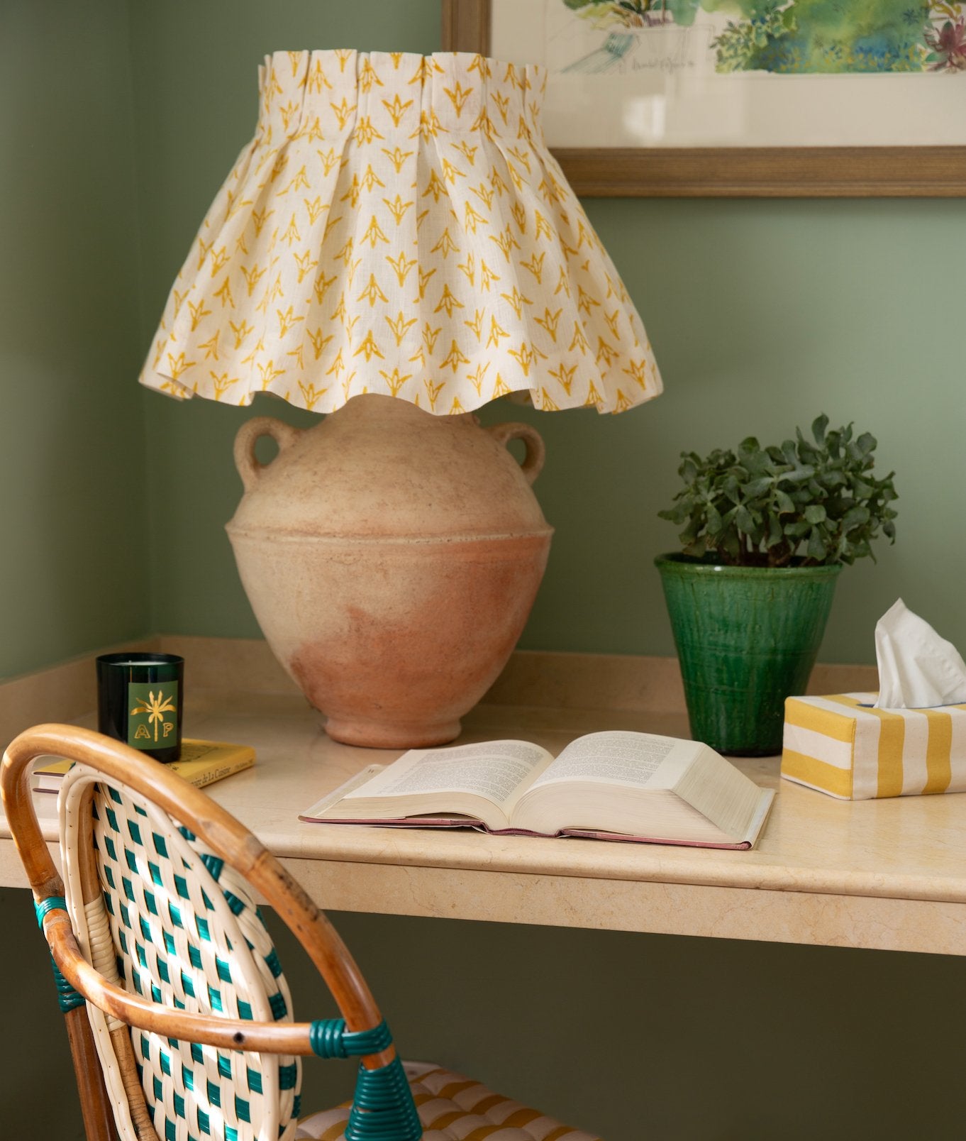 Daffodil Papaya Linen Loose Box Pleat Lampshade - Alice Palmer & Co