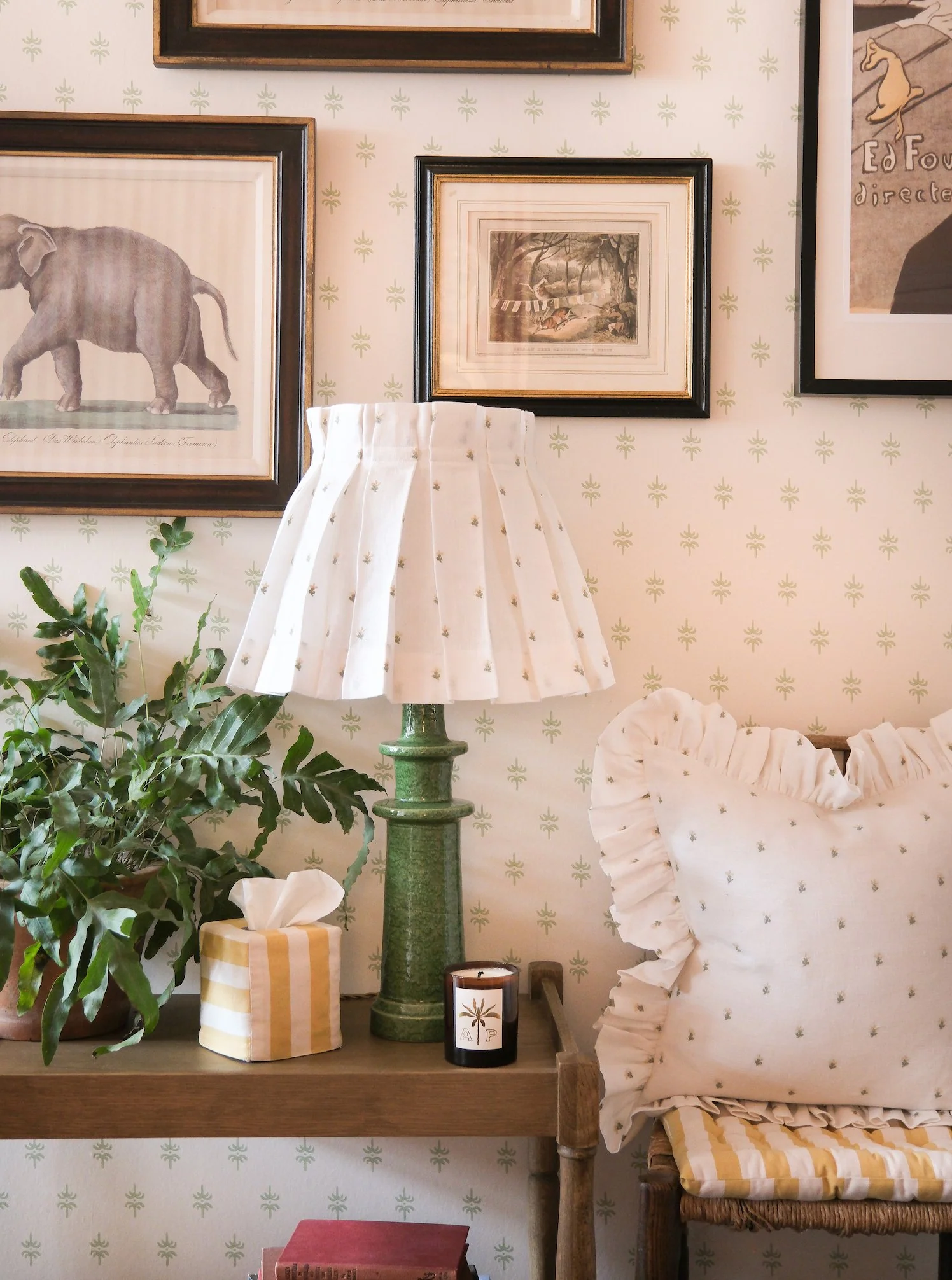 Embroidered Linen Box Pleat Lampshades