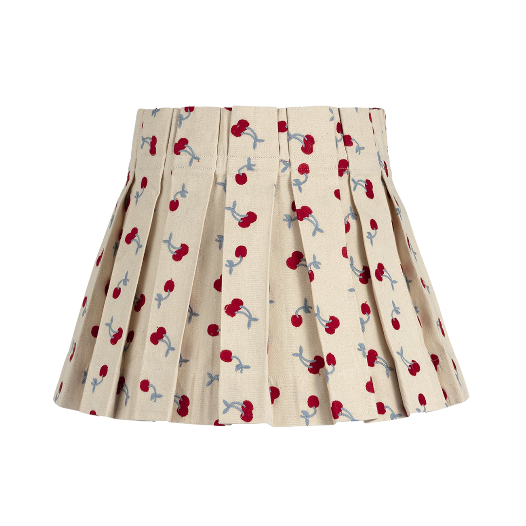 Embroidered Blue Cherry Cotton Structured Box Pleat Lampshade