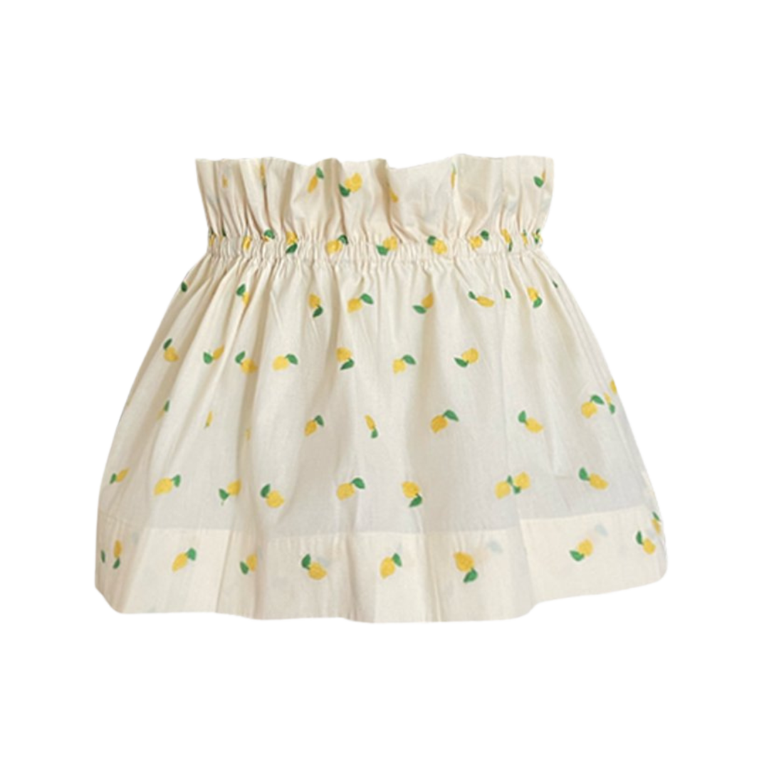 Embroidered Lemon Cotton Scrunchie Lampshade