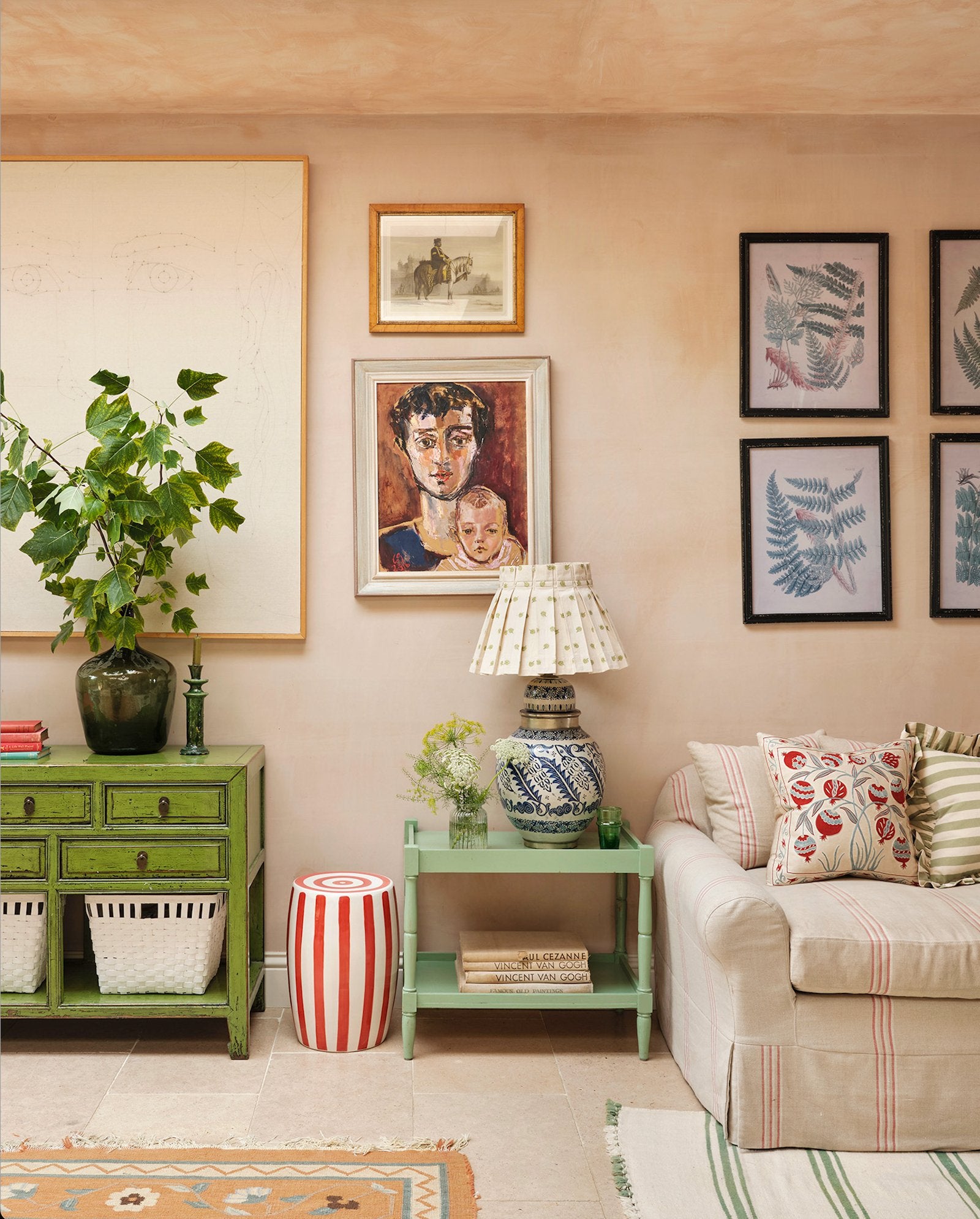 Embroidered Artichoke Box Pleat Lampshade - Alice Palmer & Co