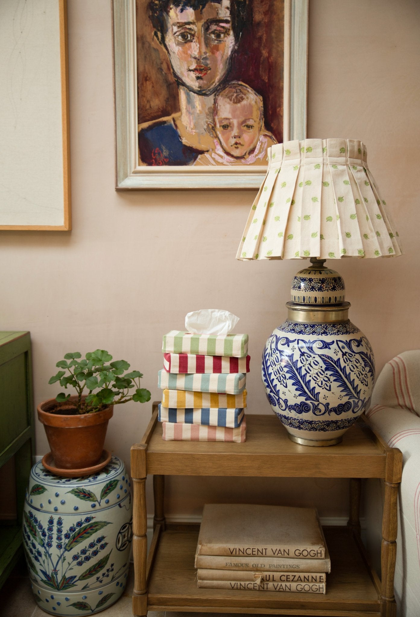 Embroidered Artichoke Box Pleat Lampshade - Alice Palmer & Co
